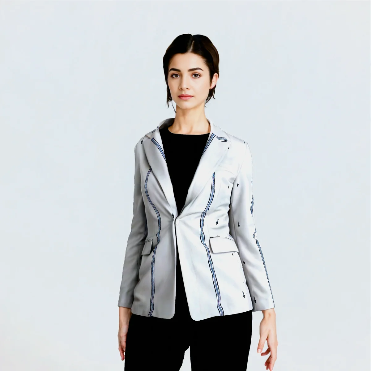 Off White Narrow Stripe Kotpad Cotton Blazer Type 2