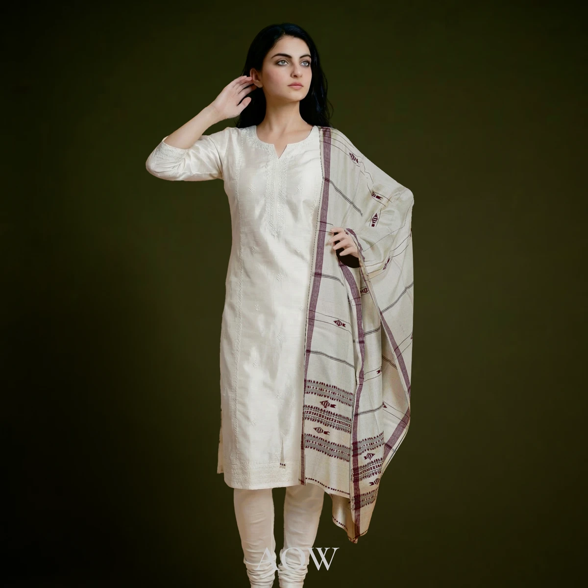 White Kotpad Cotton Dupatta