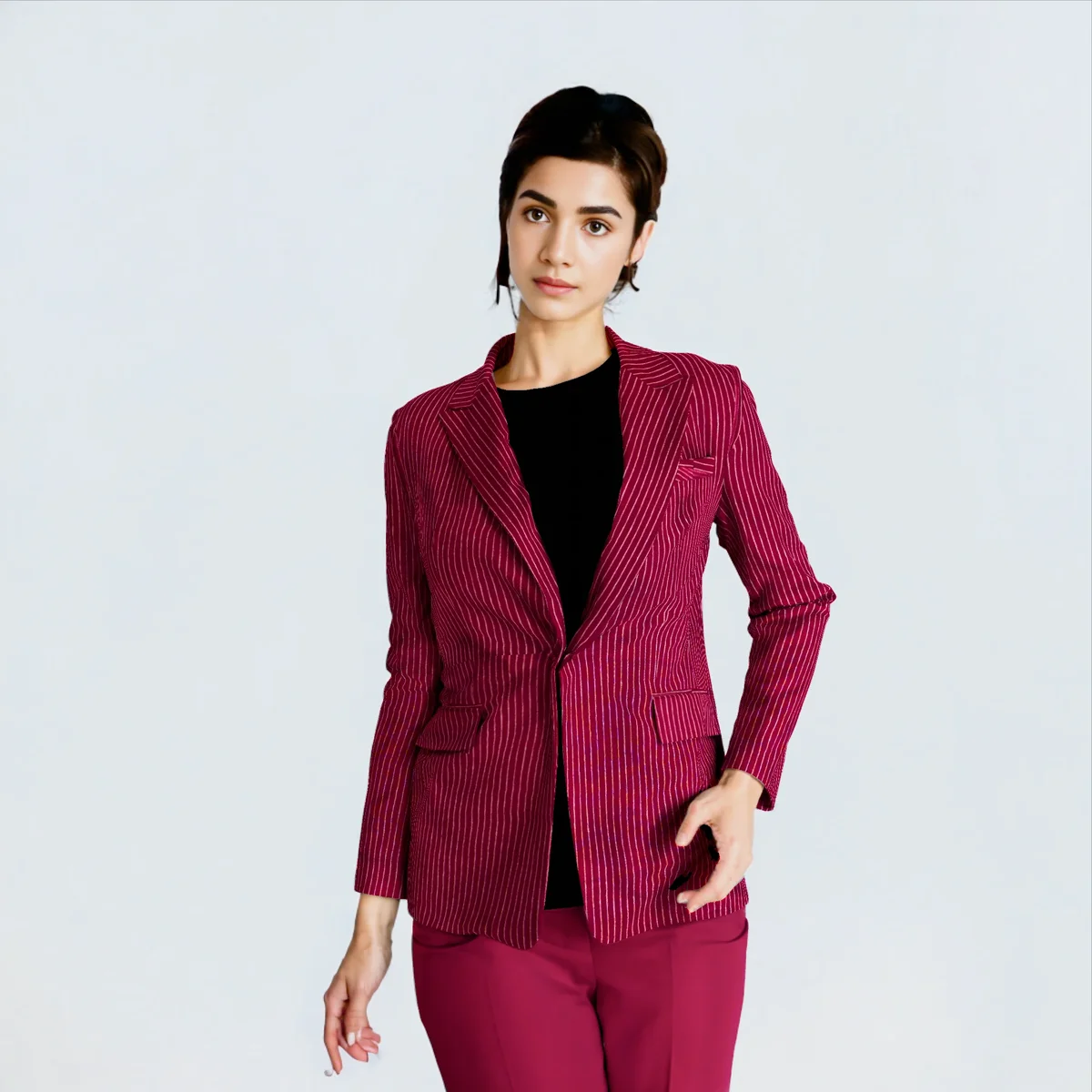 Maroon Stripe Kotpad Cotton Blazer Type 2
