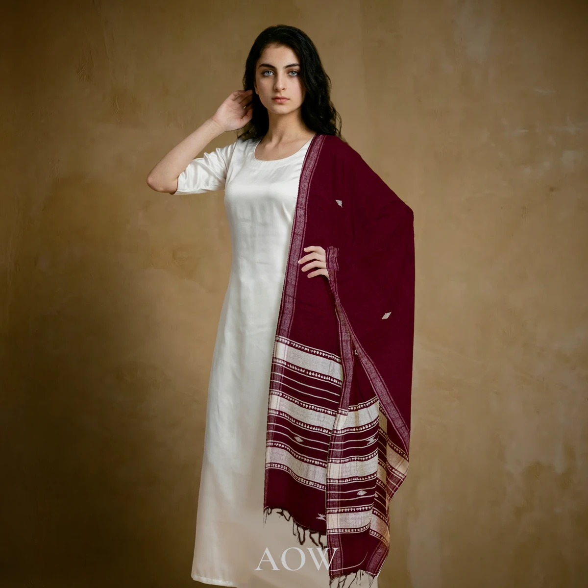 Maroon Kotpad Cotton Dupatta