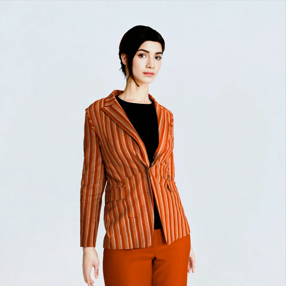 Orange Multi-Stripe Kotpad Cotton Blazer Type 2