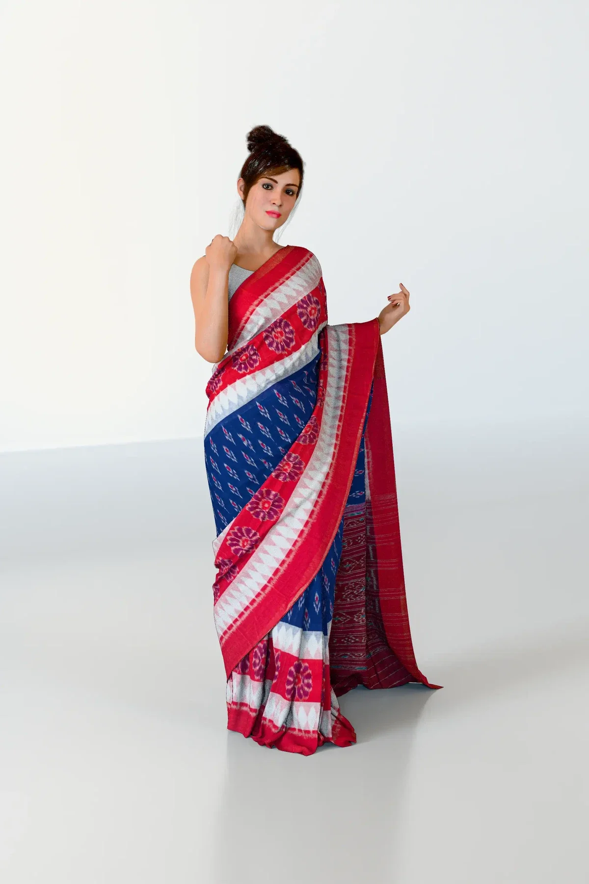Violet Red Khandua Cotton Saree