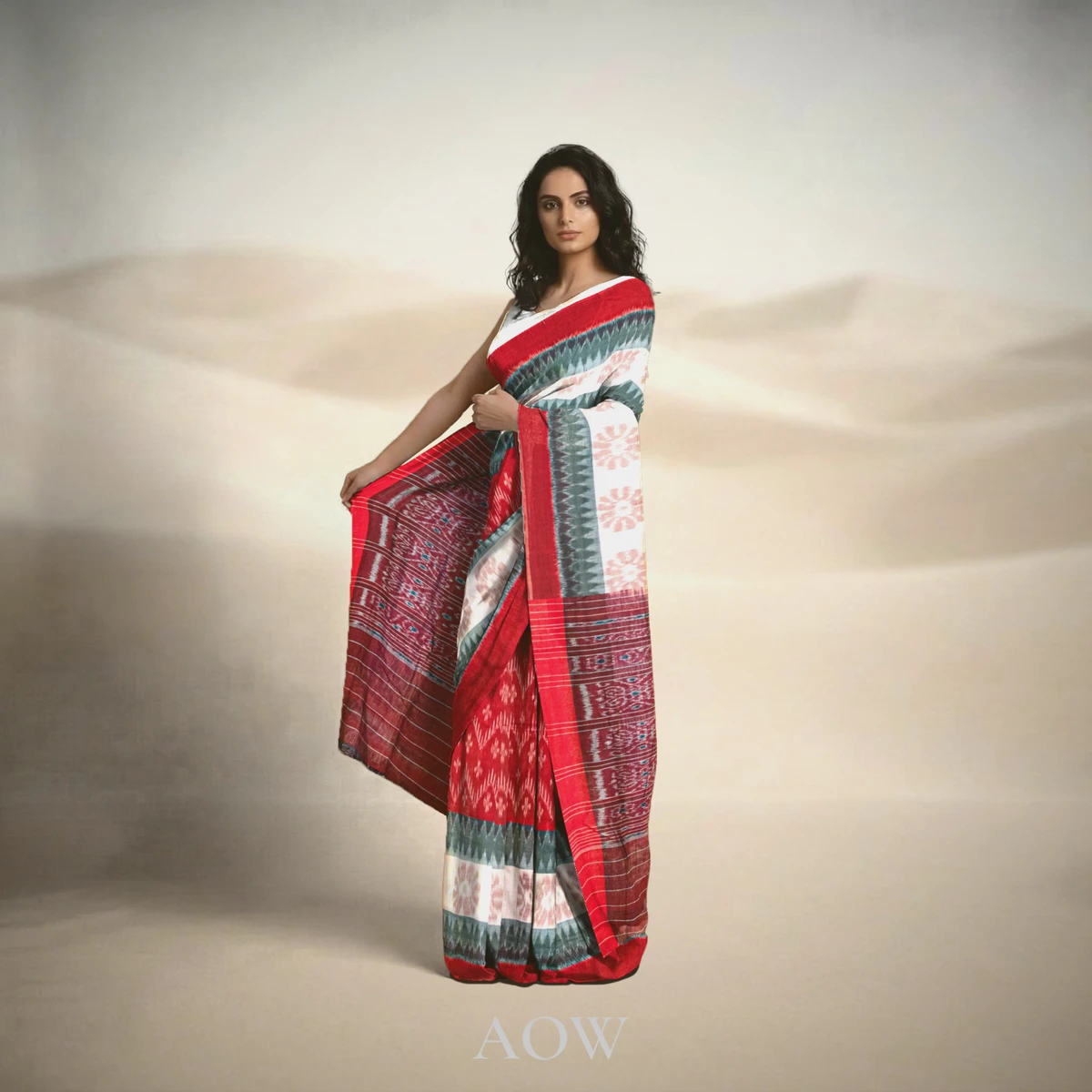 Maroon Khandua Cotton Saree