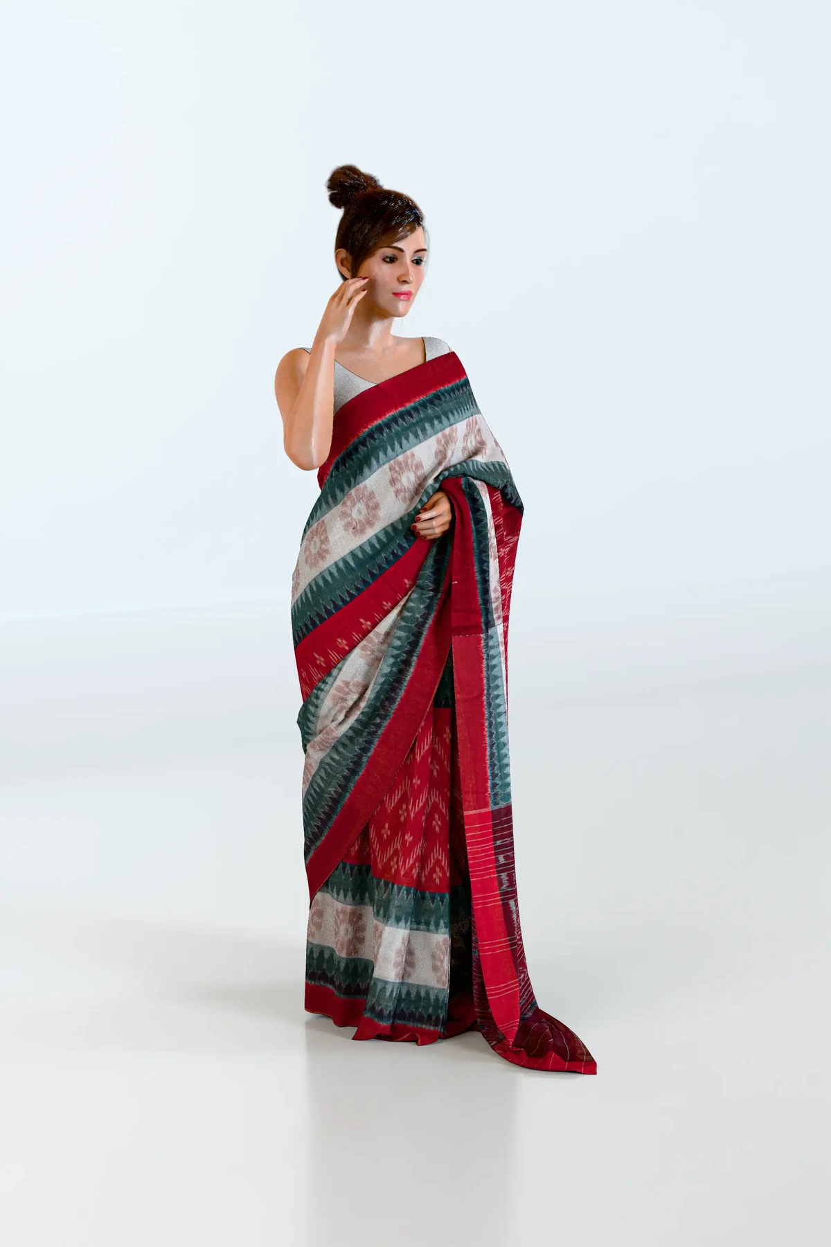 Maroon Khandua Cotton Saree