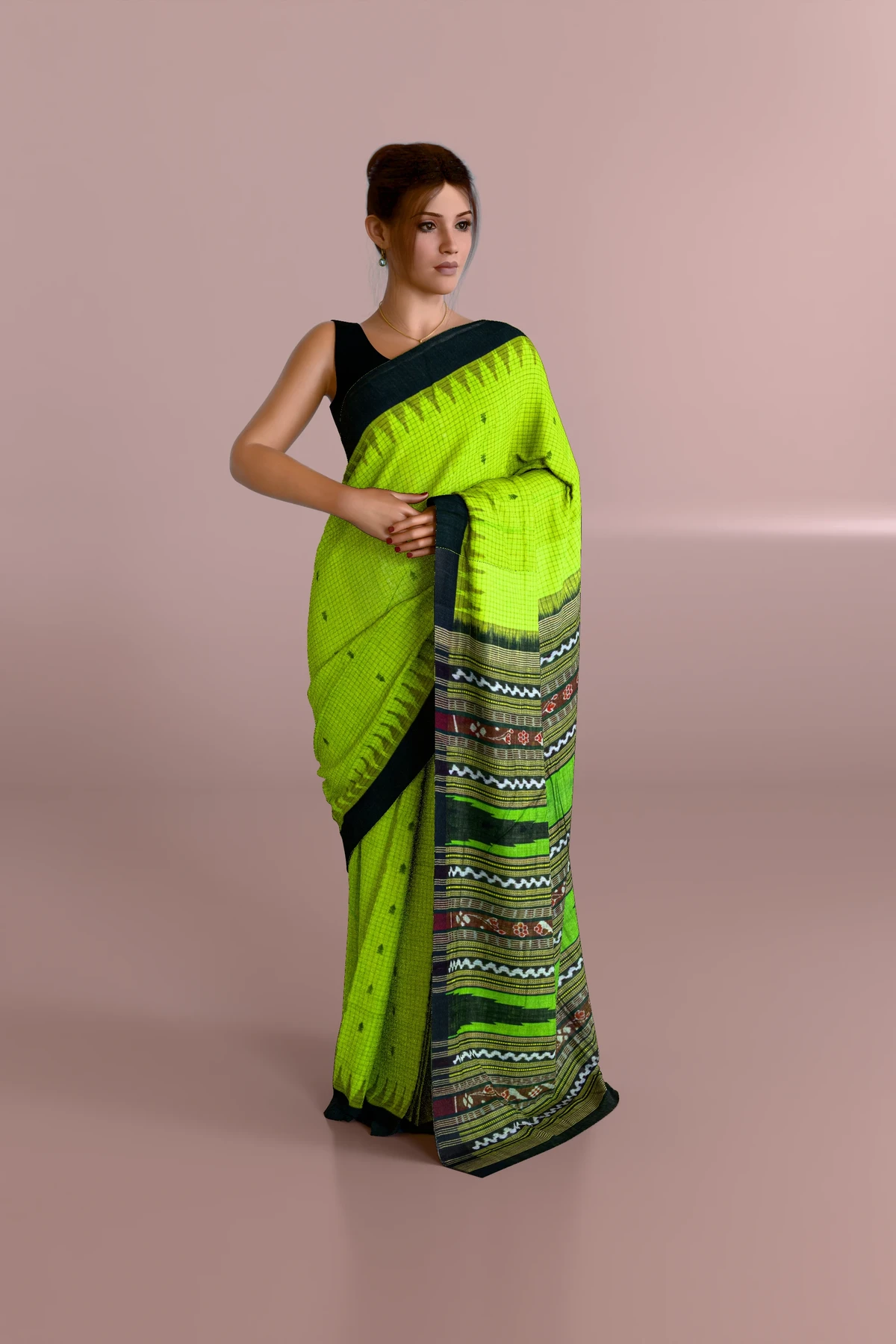 Foda Kumbha Green Sambalpuri Cotton Saree