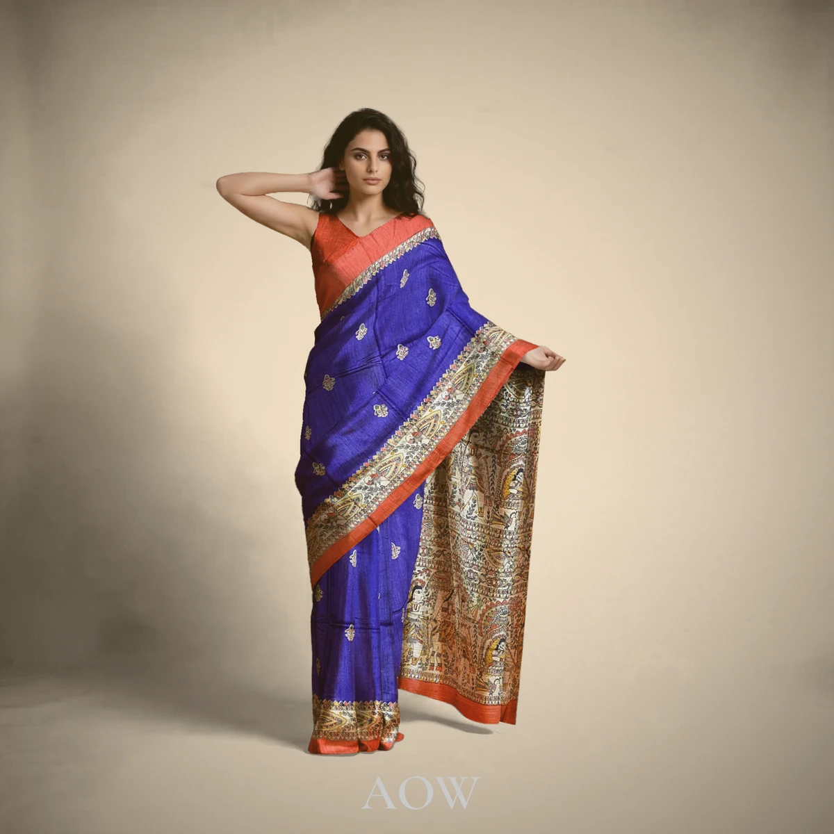 Tussar Eri violet saree