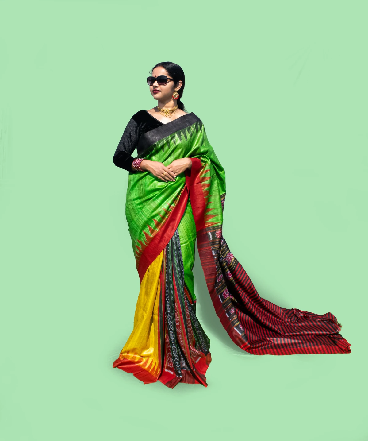 Green Patli Pallu Tussar Silk Saree