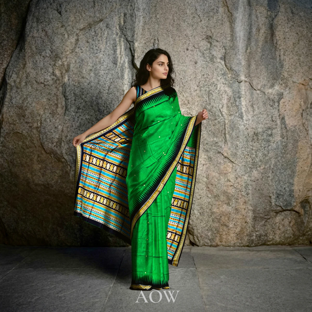 Green Buti Dongria Pata Saree