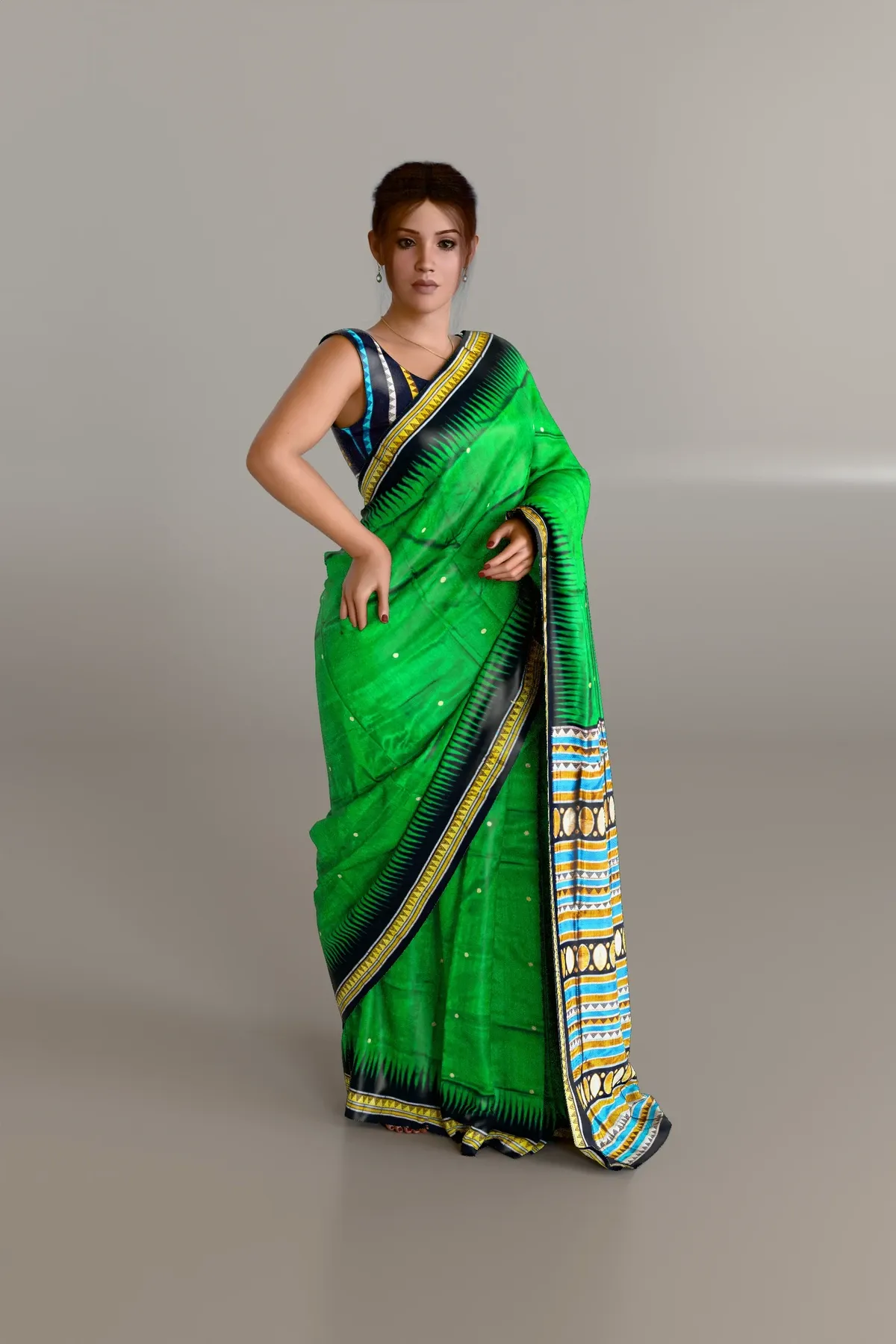 Green Buti Dongria Pata Saree