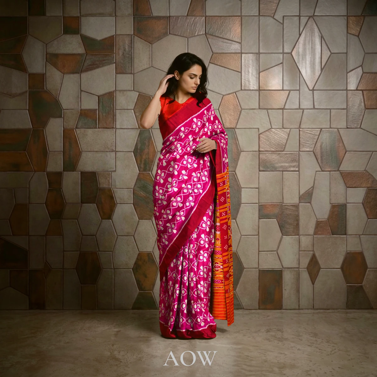 Rani Pink Khandua Pata Saree