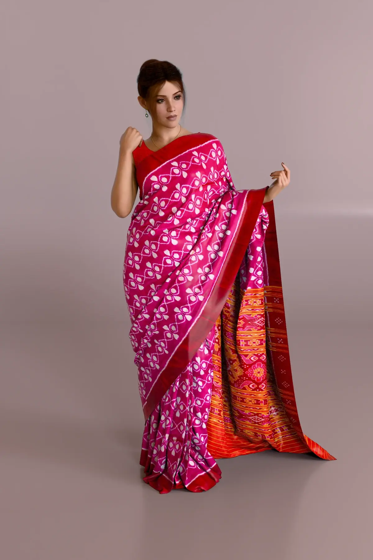 Rani Pink Khandua Pata Saree