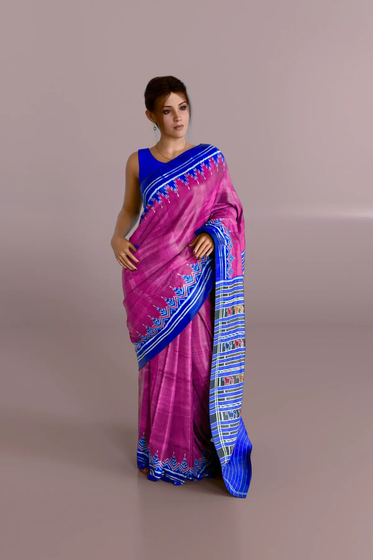 Magenta Khandua Pata Saree