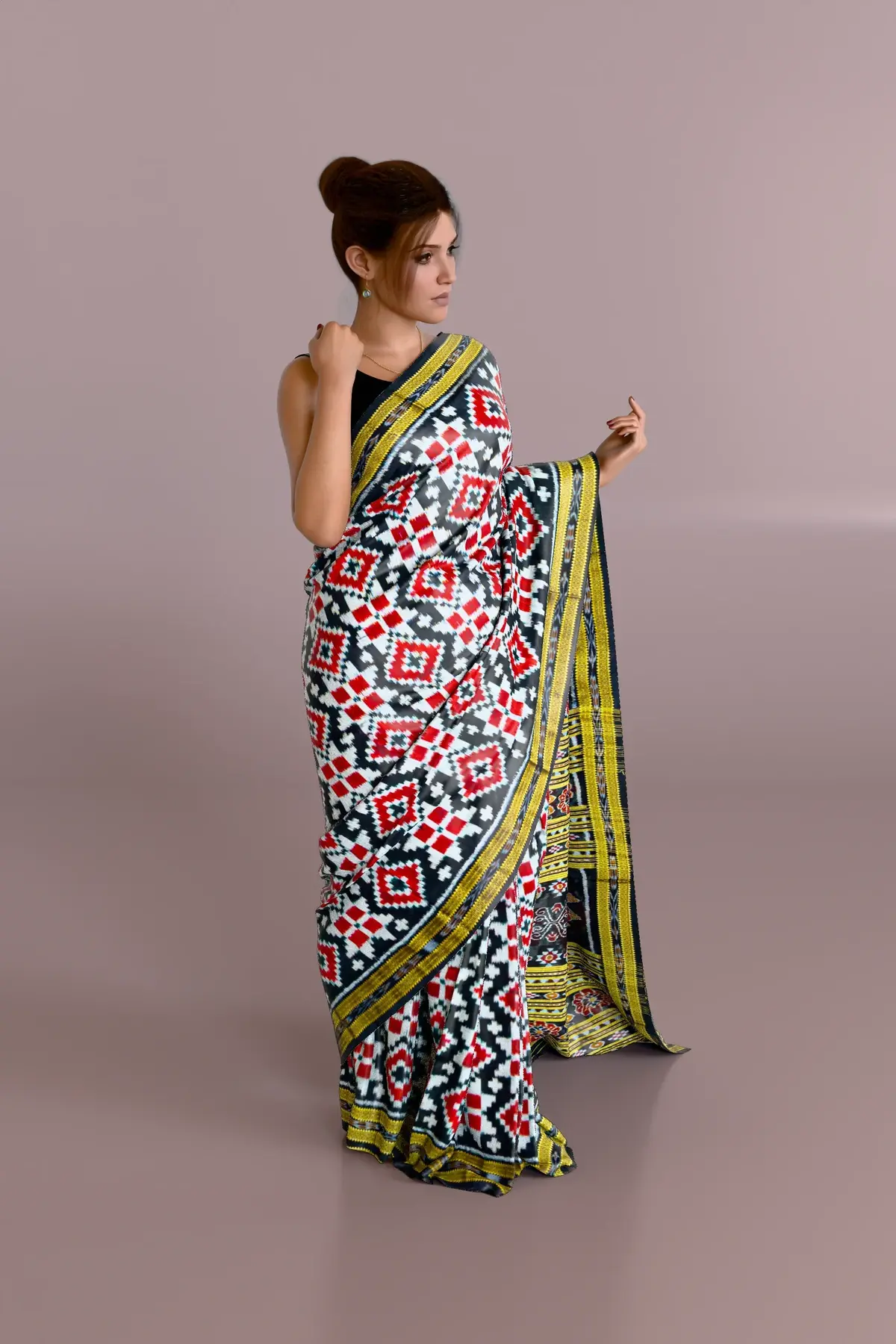 Black Patterned Khandua Pata Saree