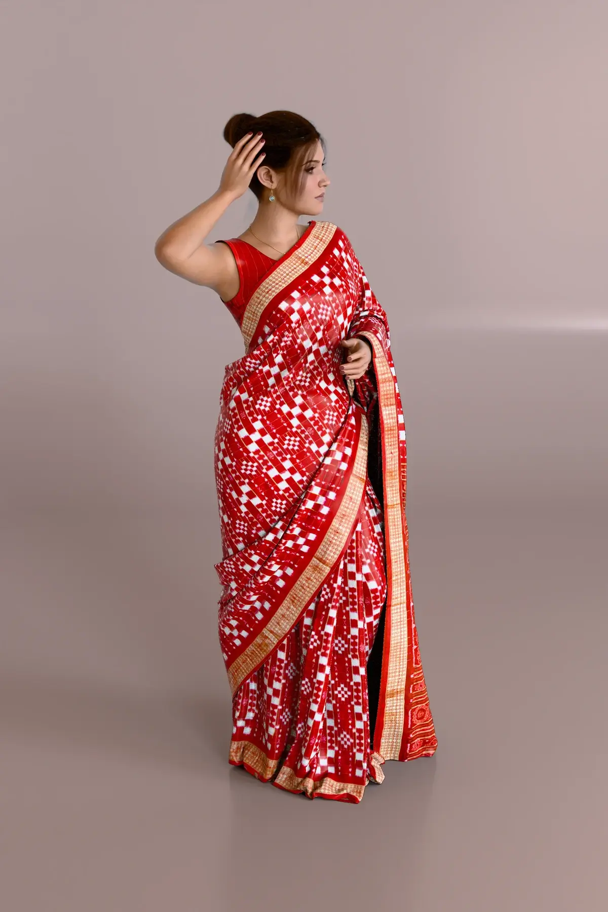 Red Pasapali Sambalpuri Pure Pata Saree