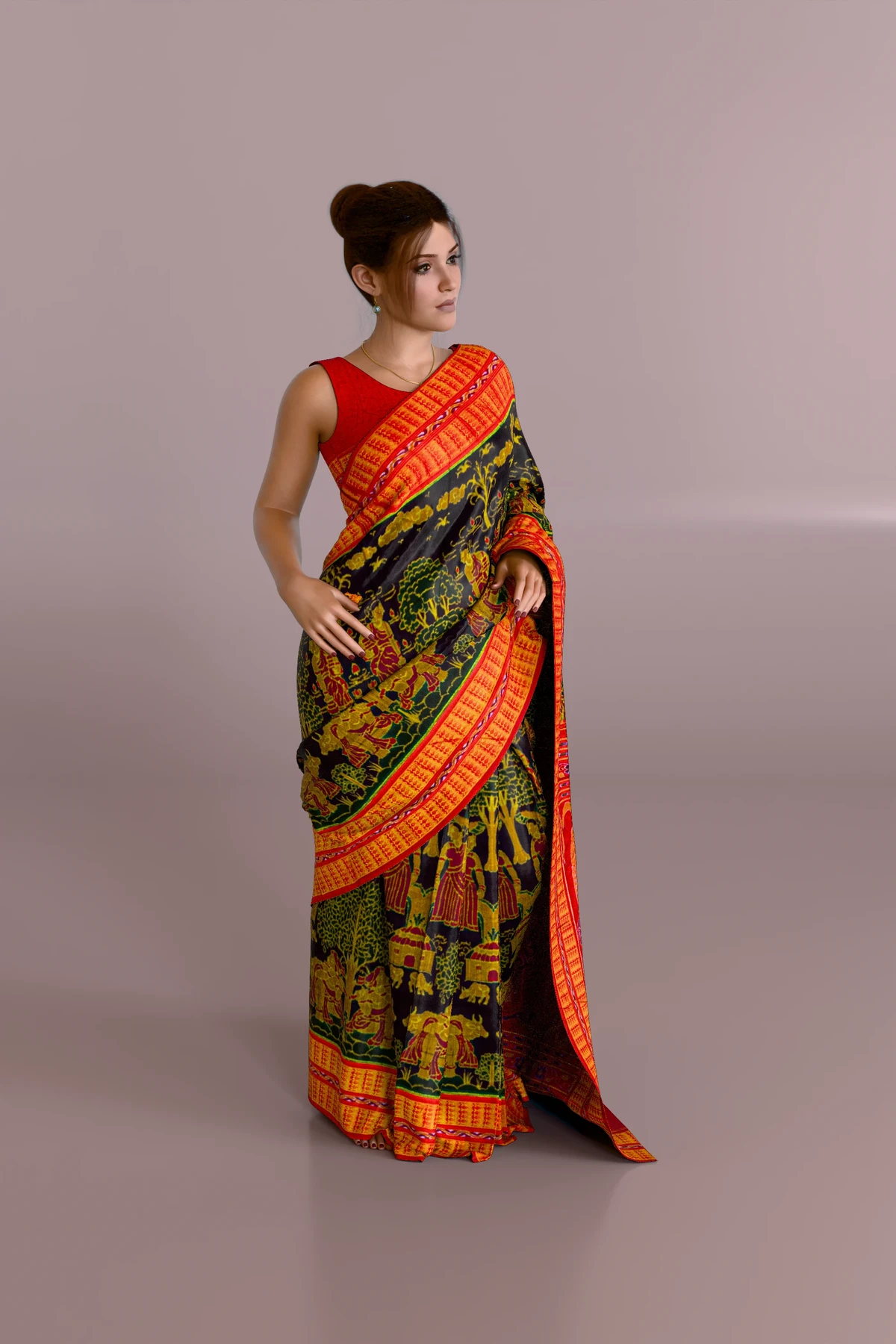 Village Life Sambalpuri Cotton Saree