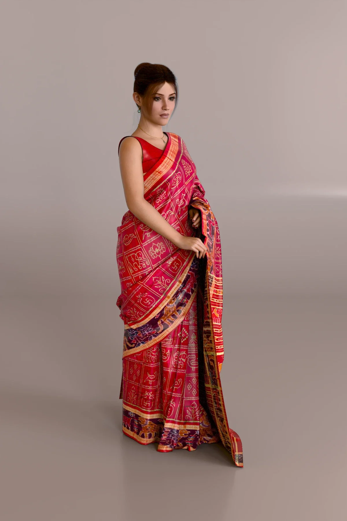 Nabakothi Red Color Khandua Pata Saree