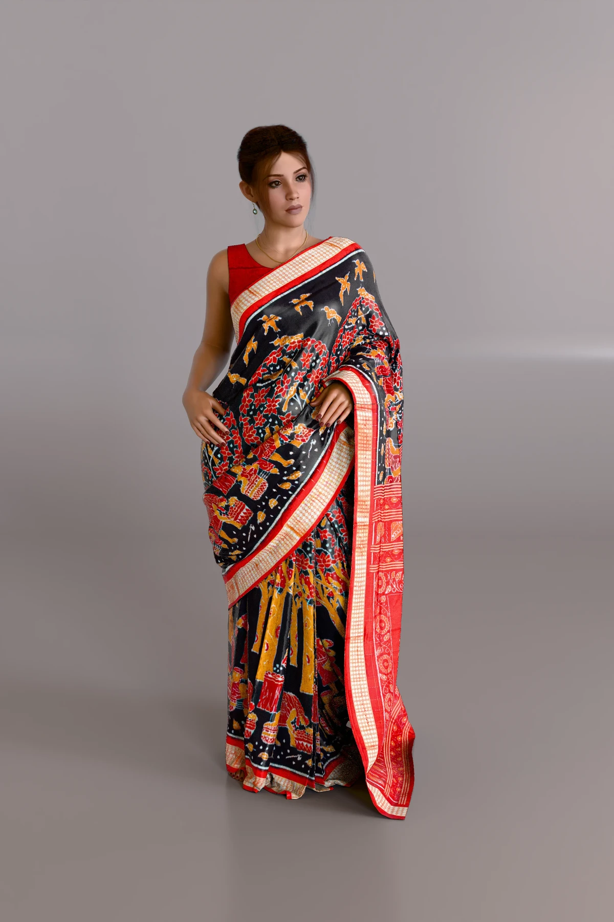 Sriyantra Mahul Beta Sambalpuri Pata Saree