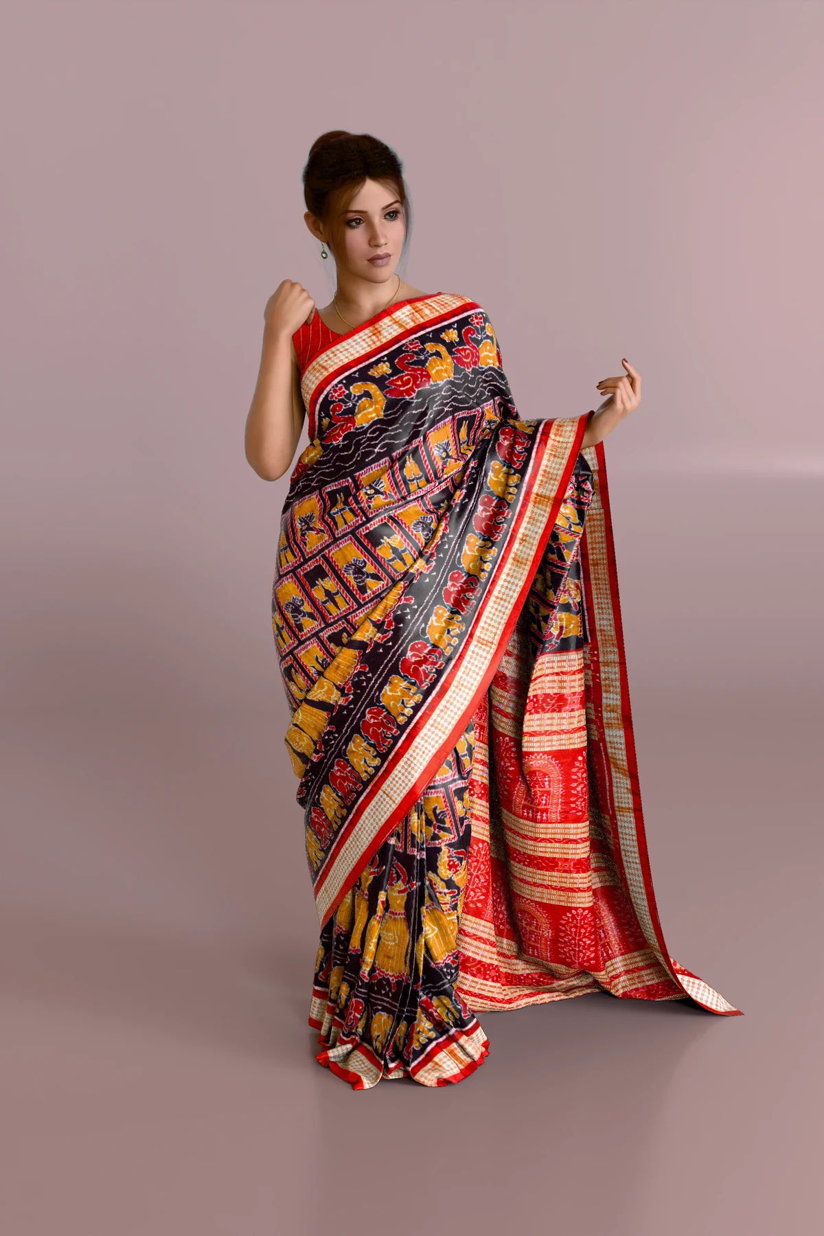 Nartaki Mudra Sambalpuri Pata Saree