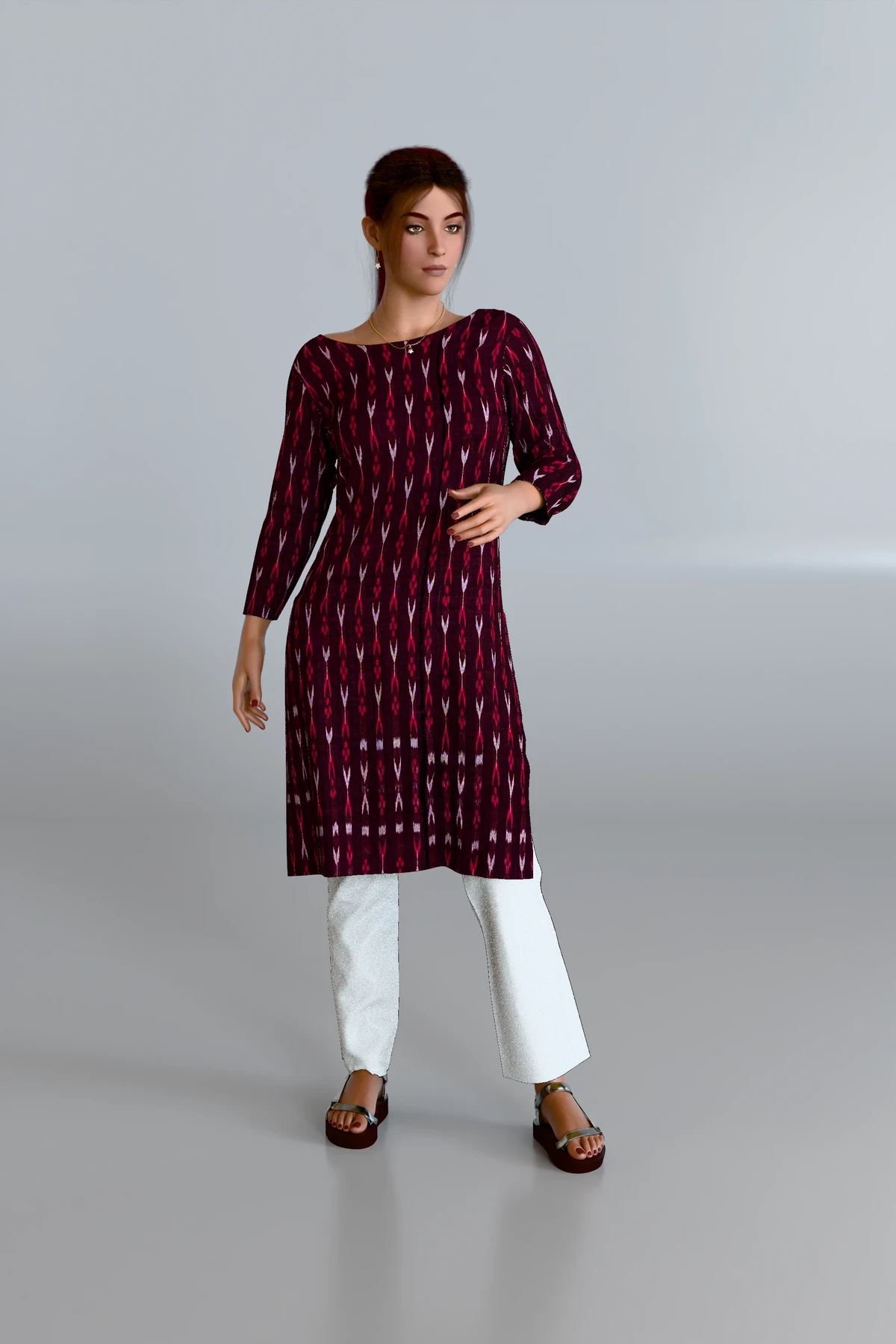 Brown Patterned Kurti DM