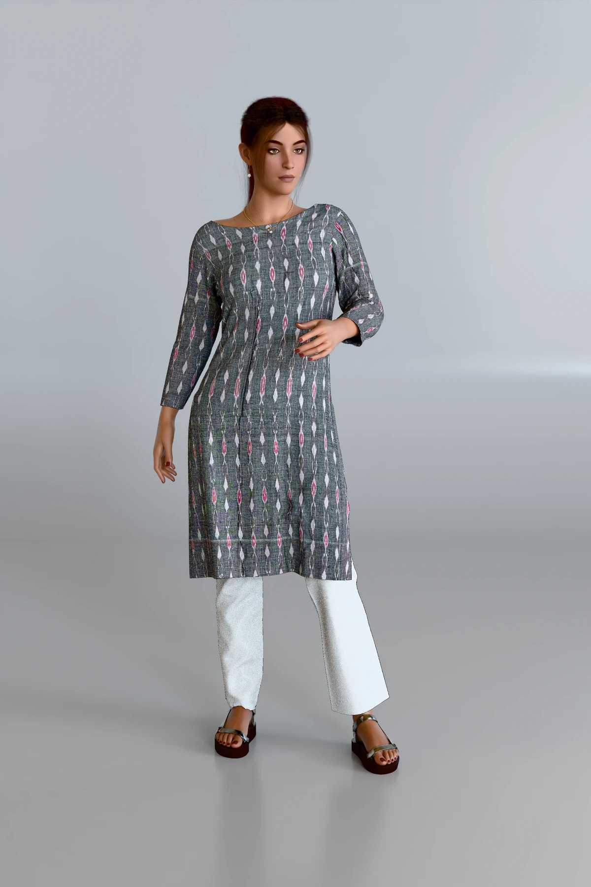 Gray Patterned Kurti DM