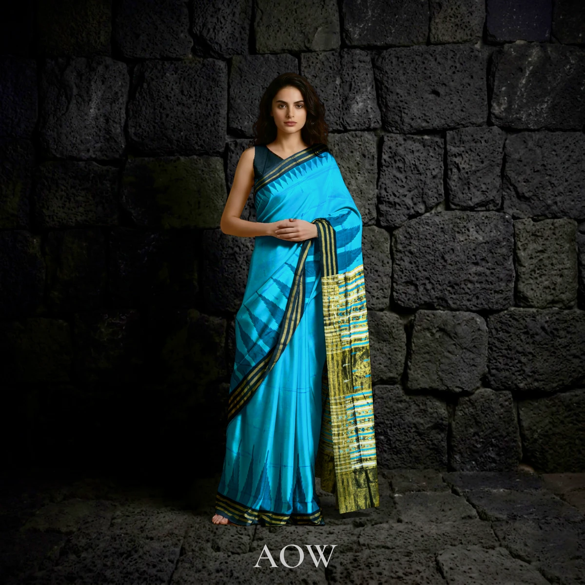 CopperSulphate Half Tissue Sambalpuri Pata Saree