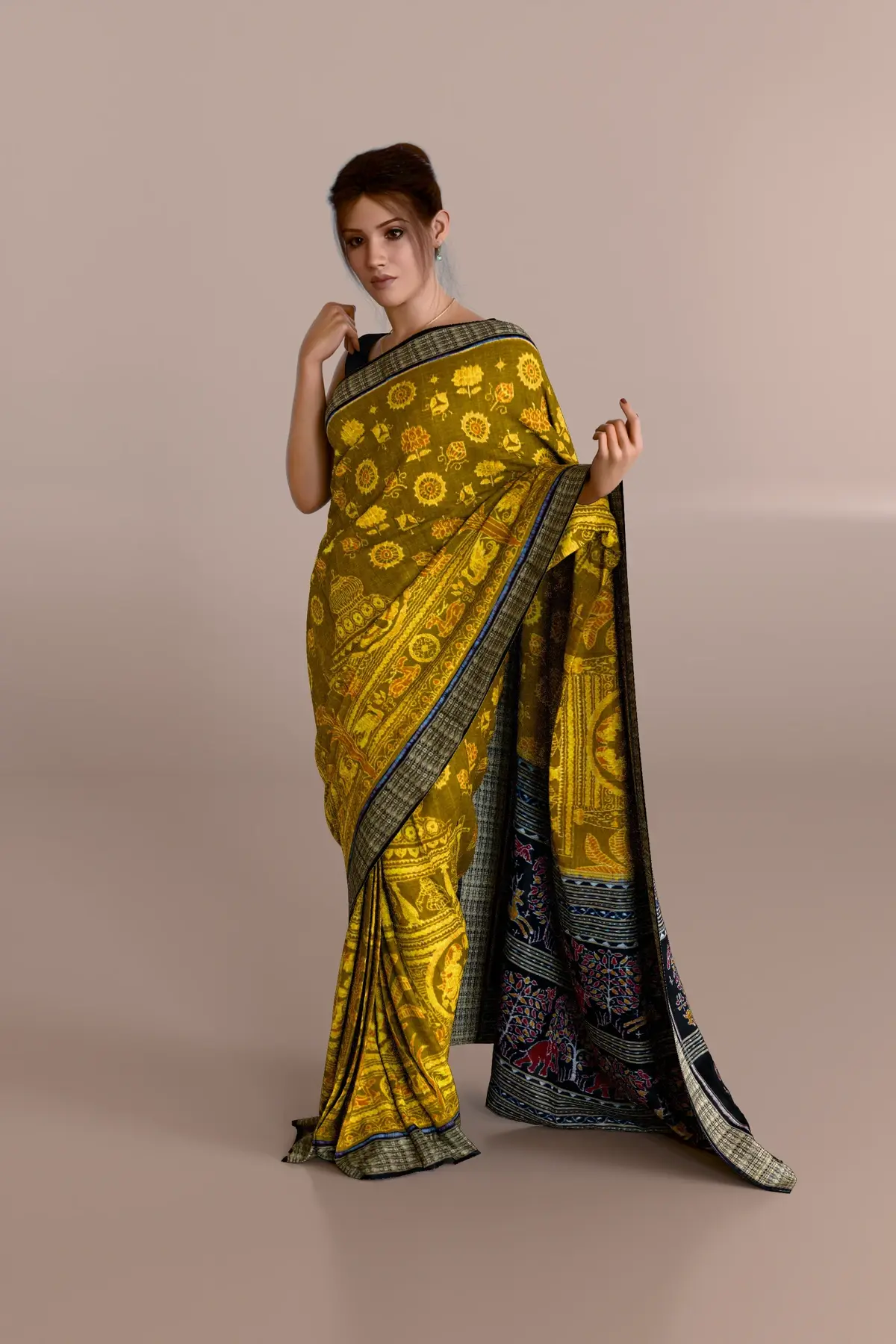 Temple Singha Dwara Sambalpuri Cotton Saree