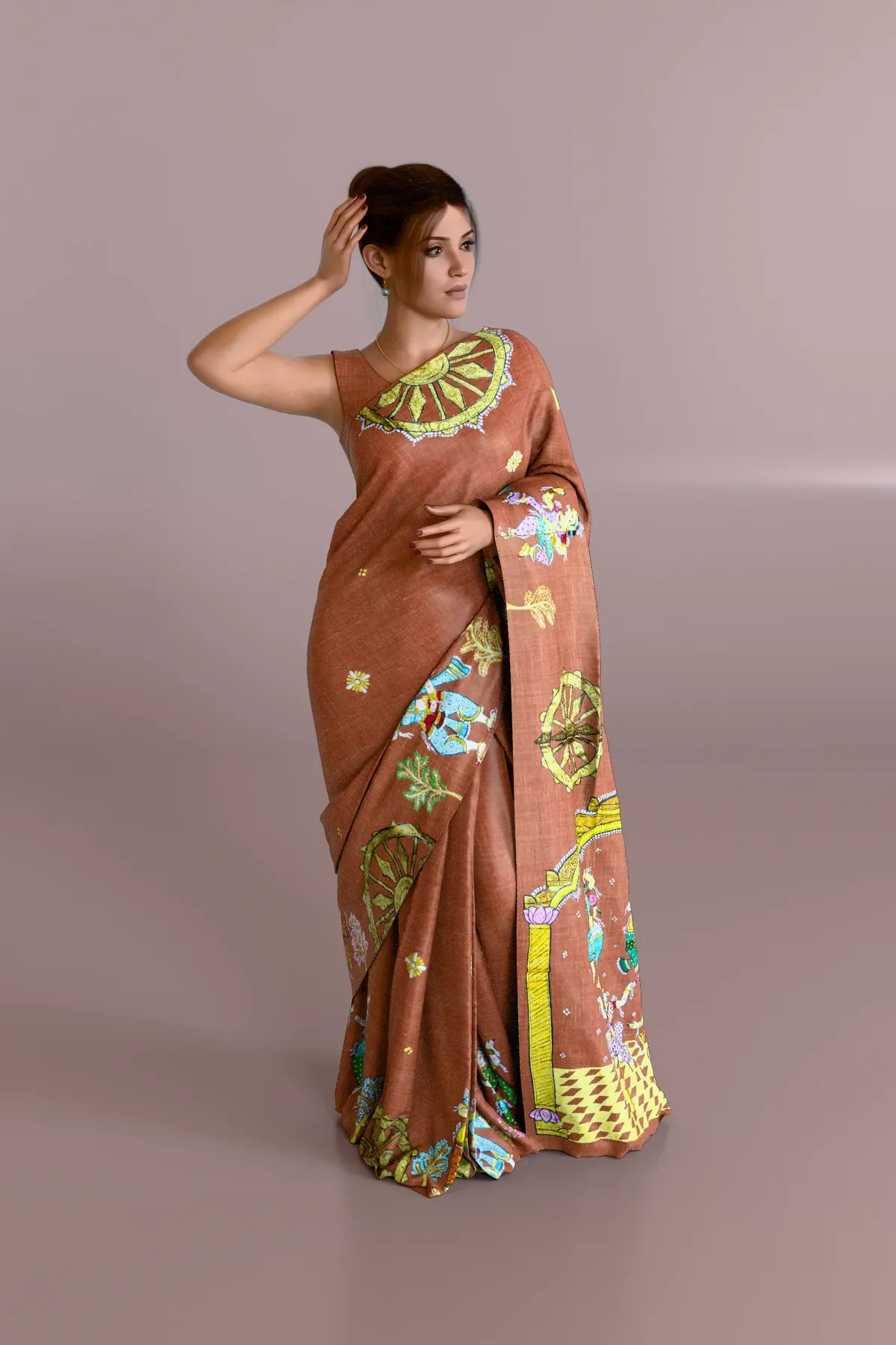 Konarka Chakra and Nartaki Pattachitra Tussar Silk Saree