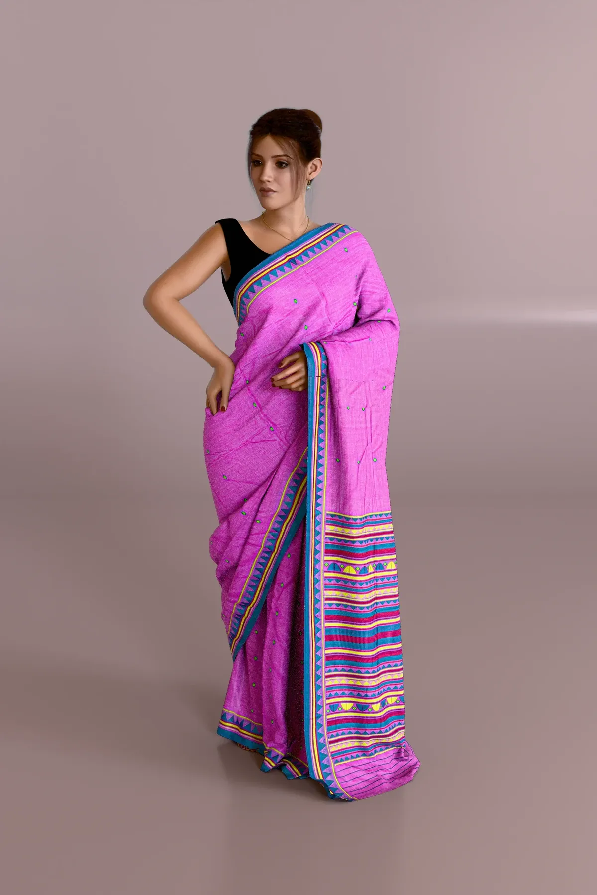 Pink Dongria Cotton Saree