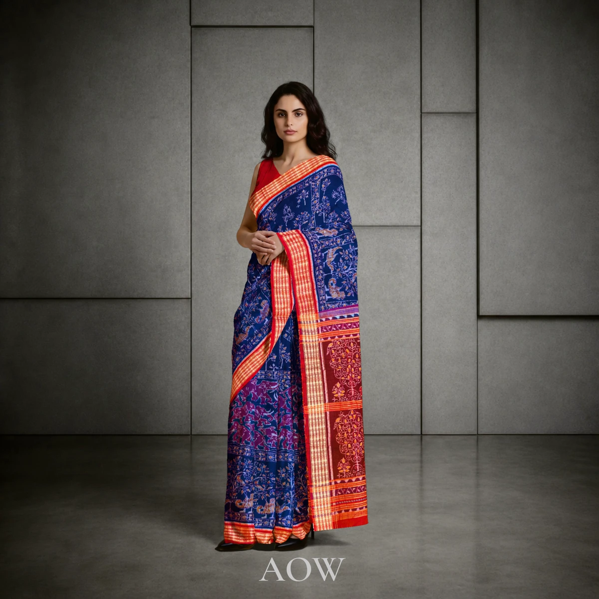 Elephant and Tree Bandha Sambalpuri Cotton Saree