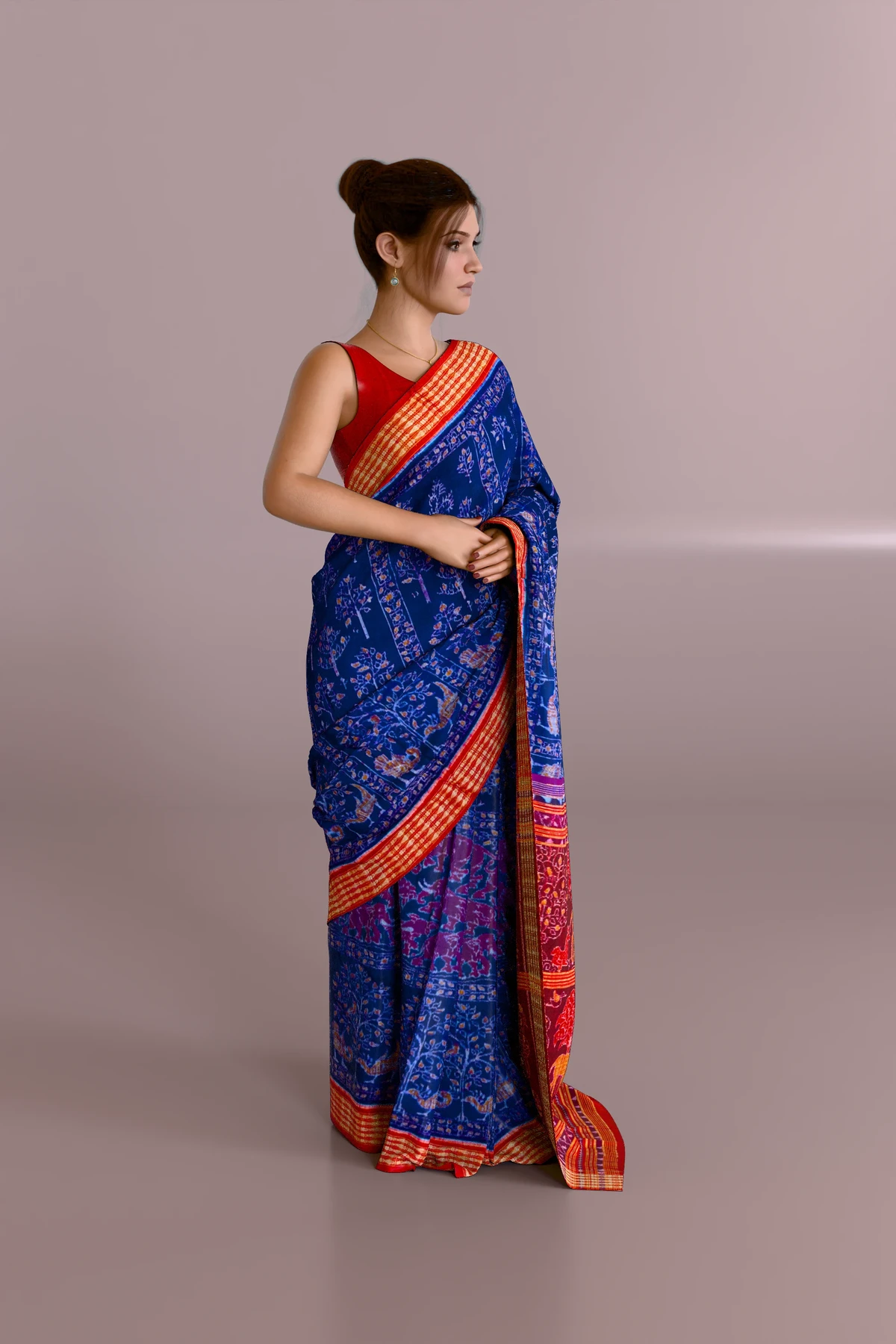 Elephant and Tree Bandha Sambalpuri Cotton Saree