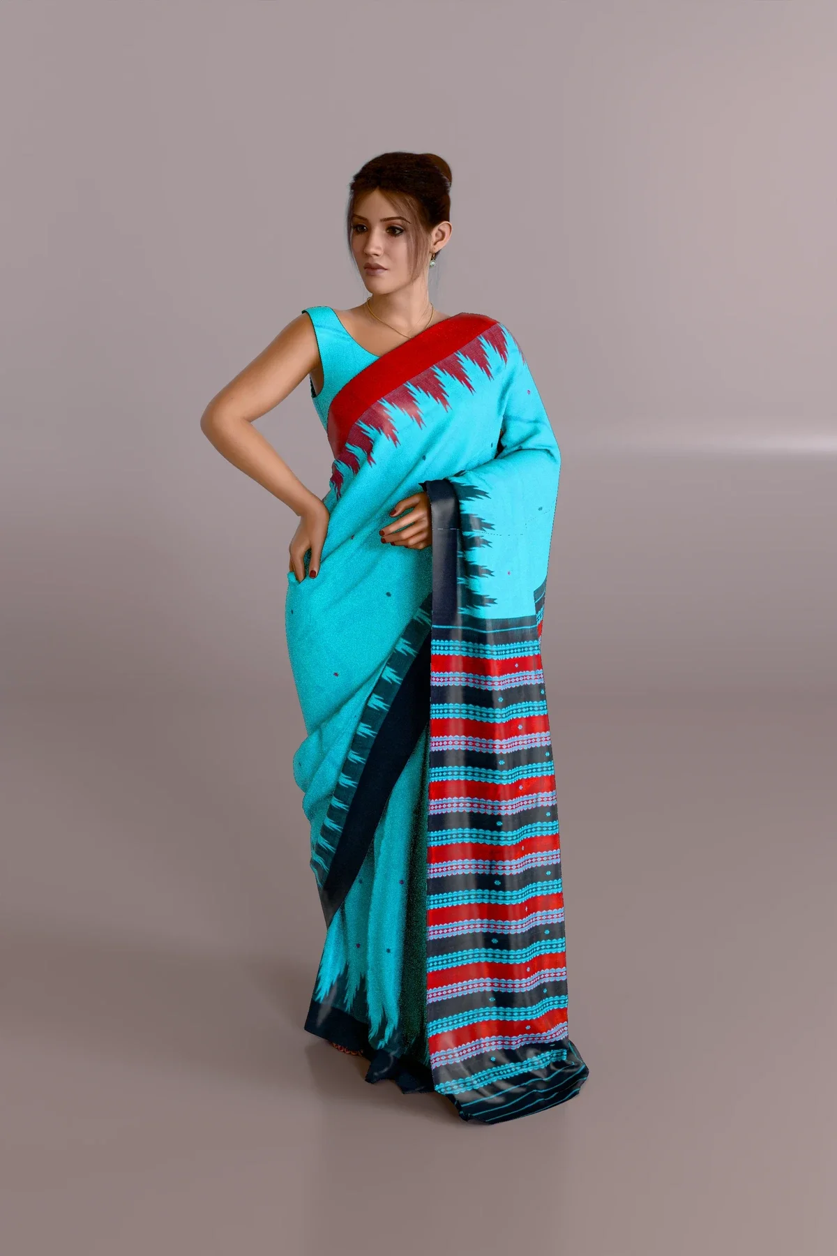 CopperSulphate Ganga Jamuna Berhampuri Pure Pata Saree