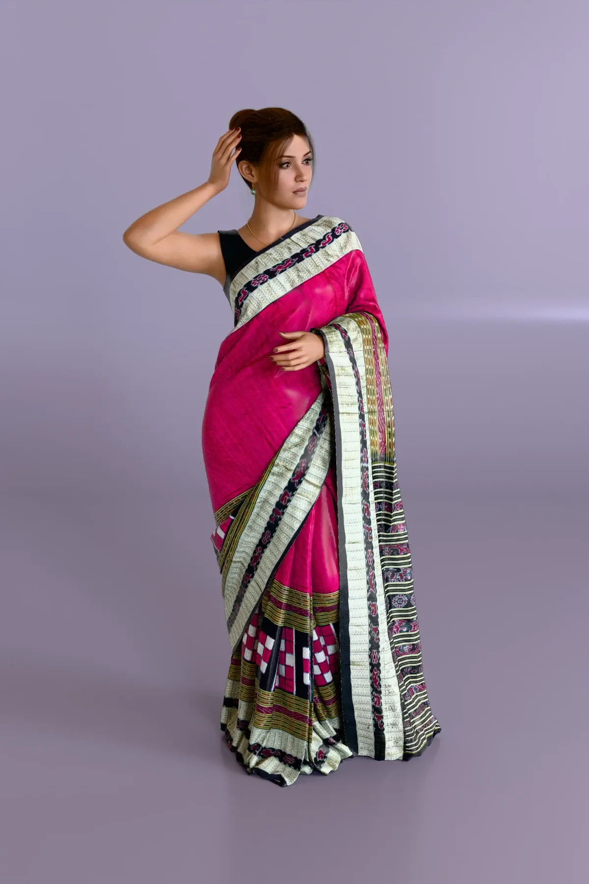 Pink Bichitrapuri Sambalpuri Pure Pata Saree
