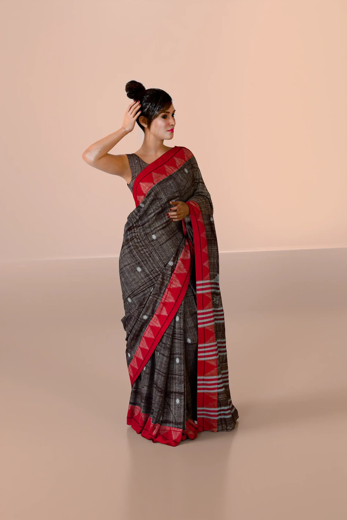 Brownish Gray Kotpad Tussar Silk Saree