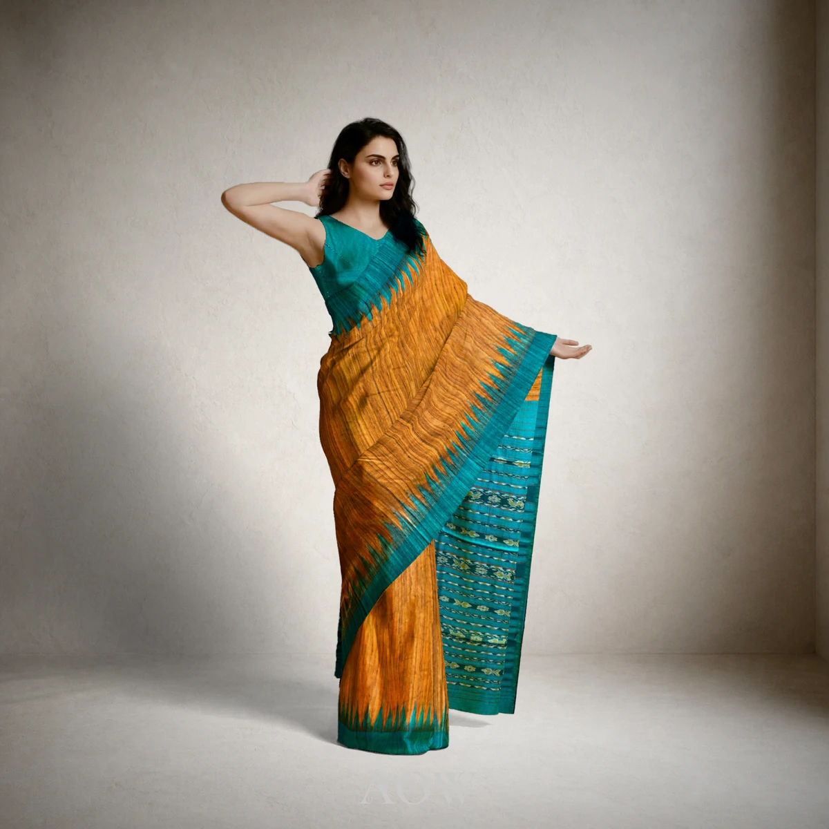 Sumati Border Orange Color Gopalpur Tussar Silk Saree