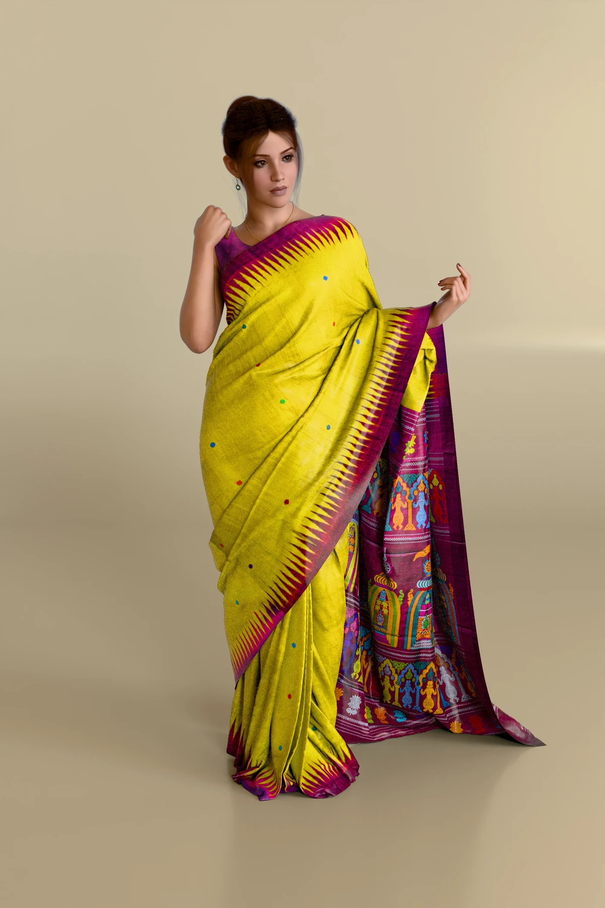 Yellow Red Border Deula Gopalpur Tussar Silk Saree