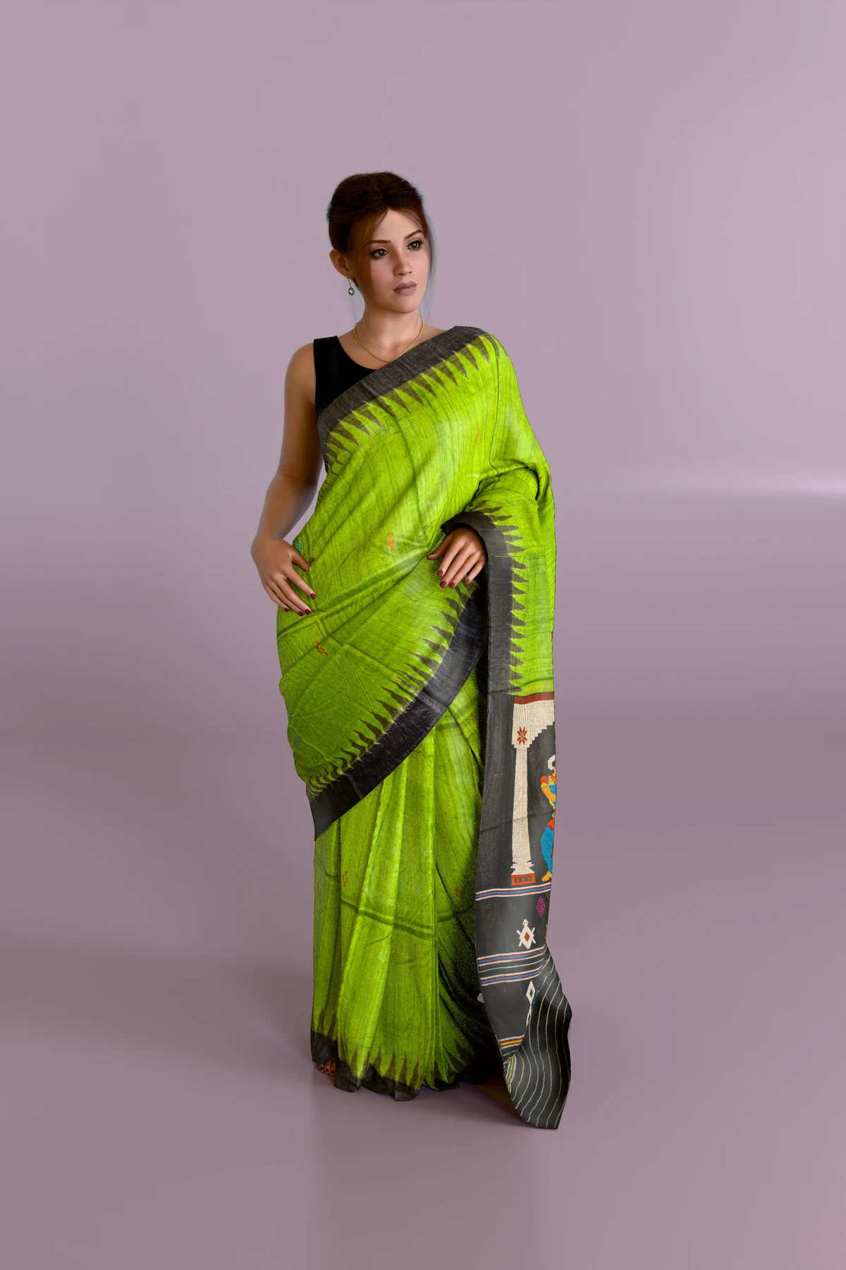 Green Nartaki Gopalpur Tussar Silk Saree