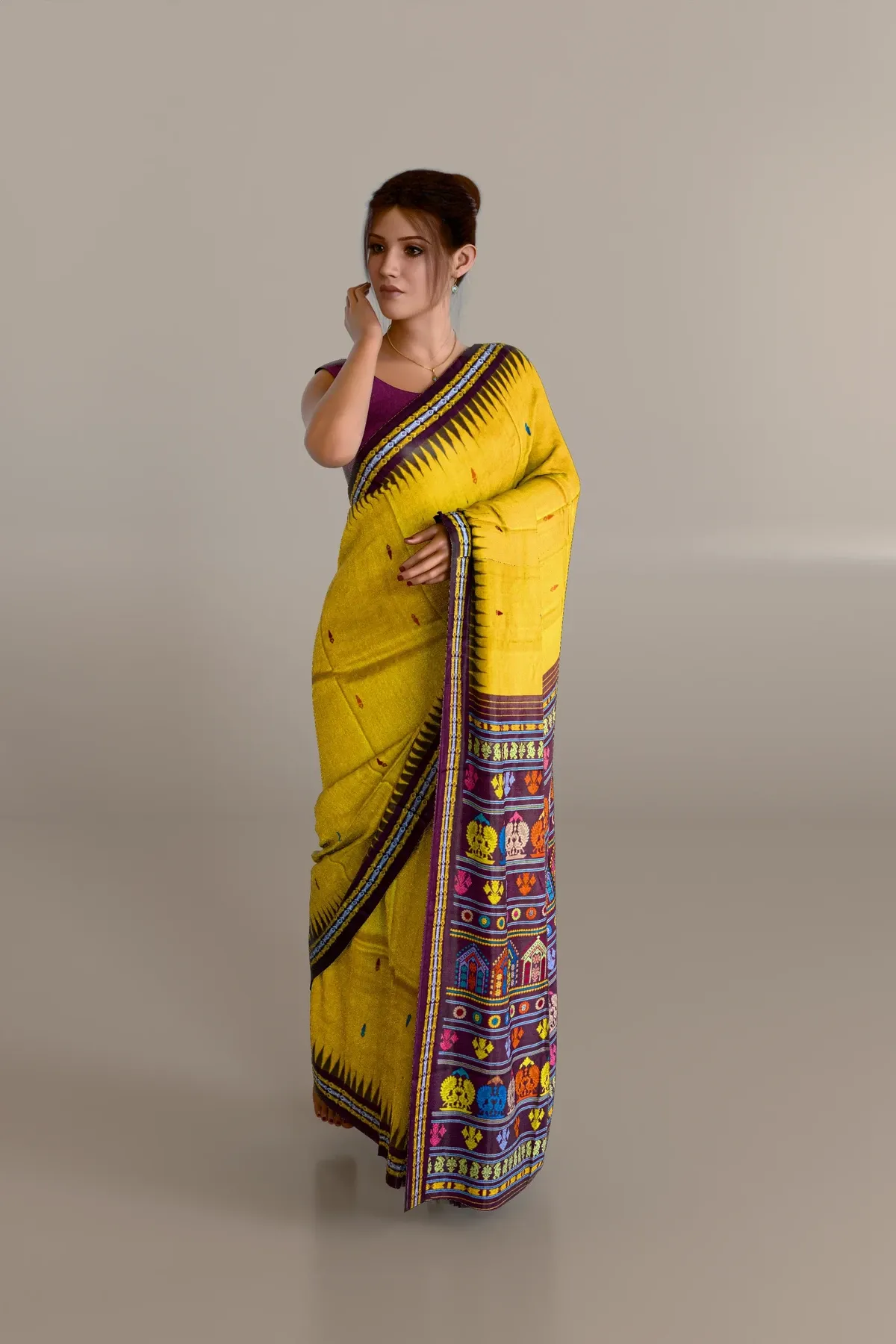 Yellow Dolabedi Jala Work Doby Gopalpur Tussar Silk Saree