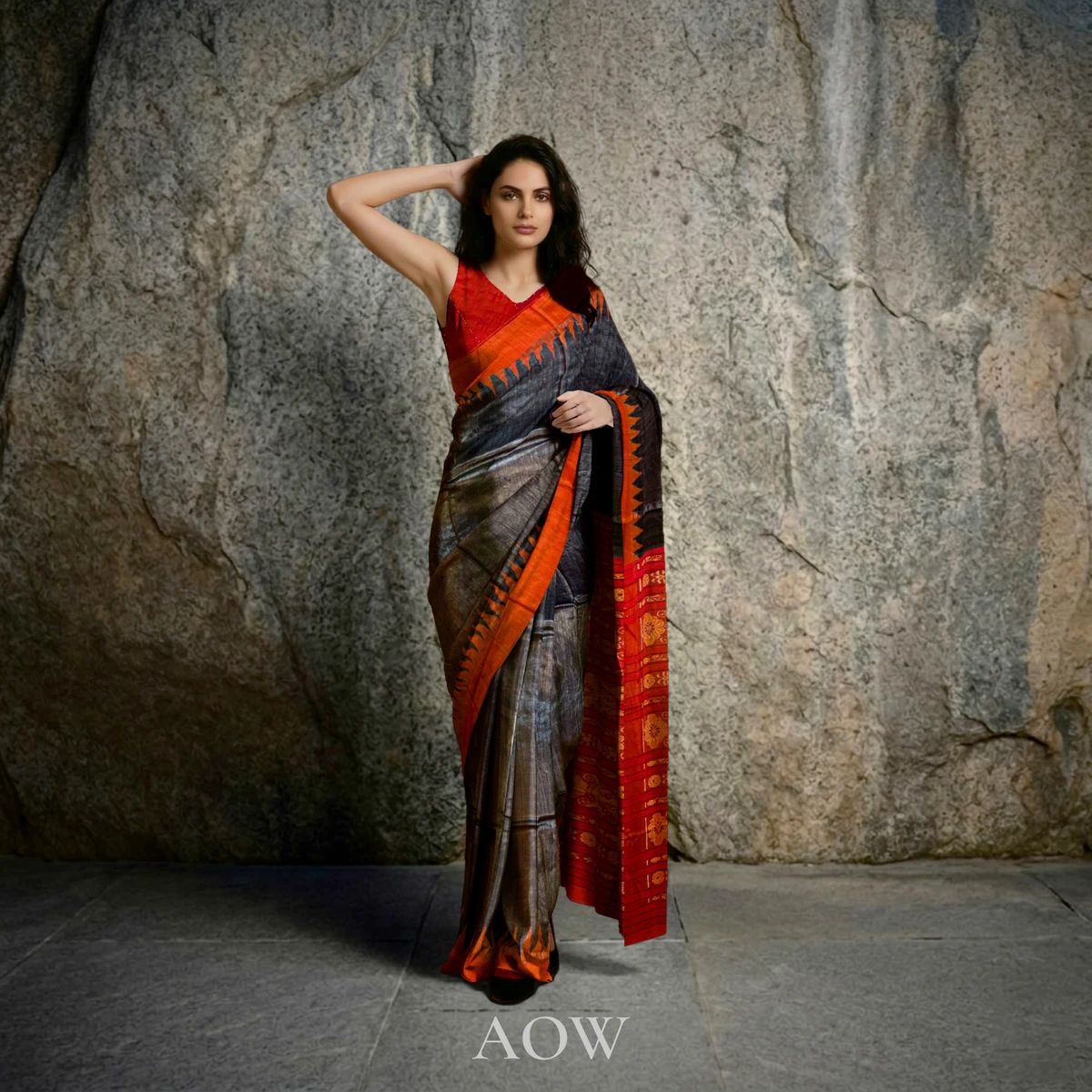 Black Traditional Polished Gopalpur Tussar Silk Saree