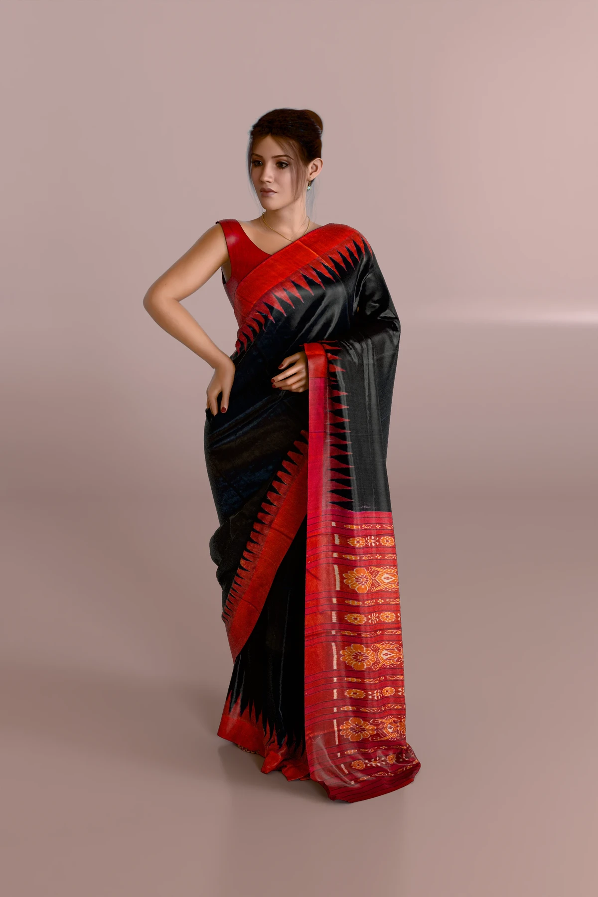 Black Traditional Polished Gopalpur Tussar Silk Saree
