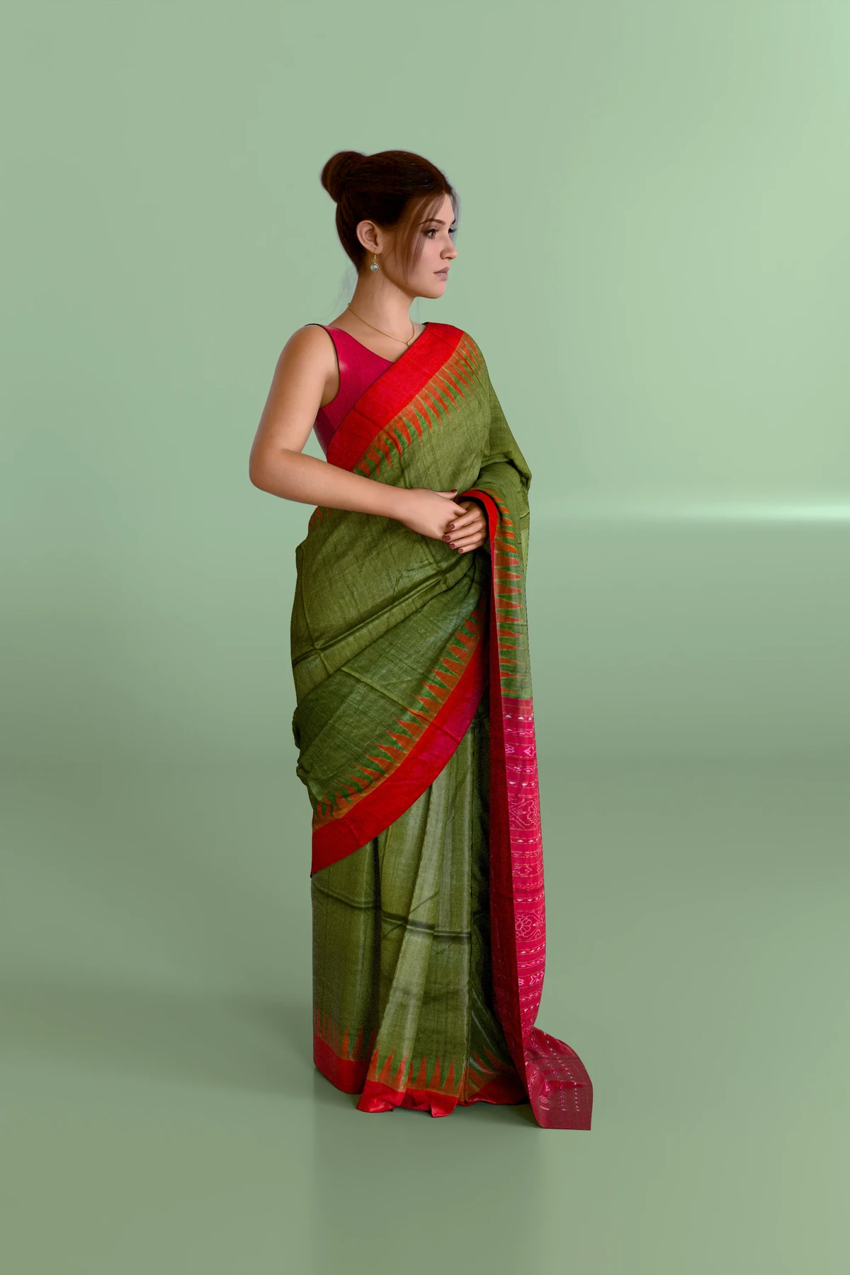 Green Traditional Polished Gopalpur Tussar Silk Saree