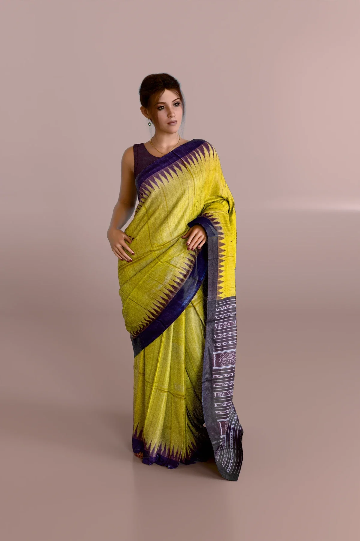 Yellow Traditional Polished Gopalpur Tussar Silk Saree