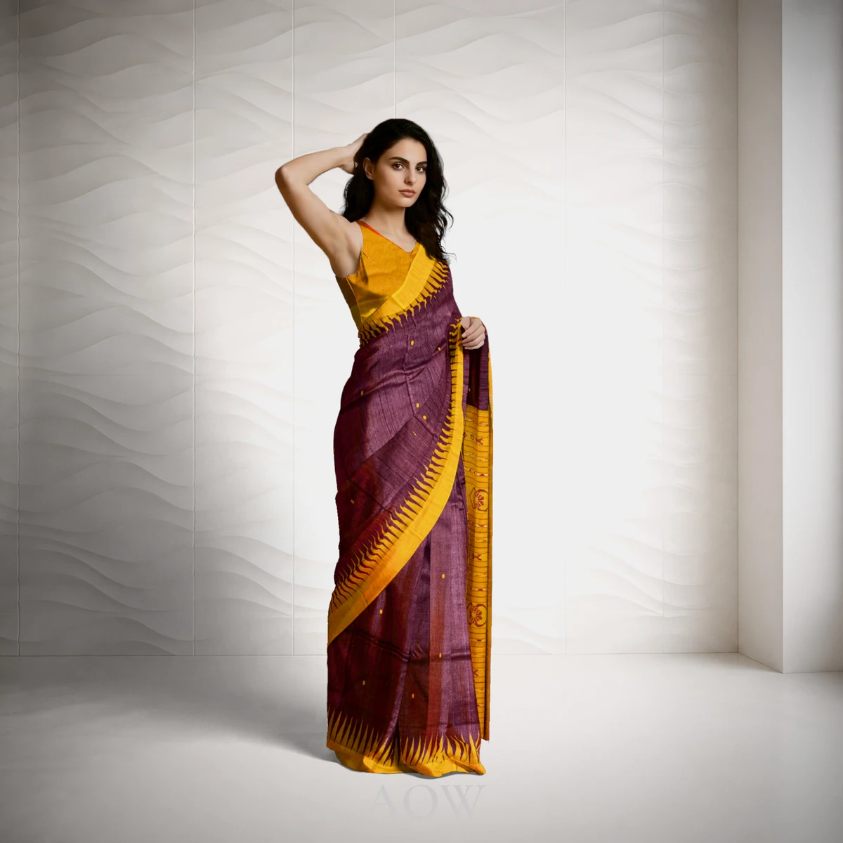 Dark Purple Gopalpur Tussar Silk Saree