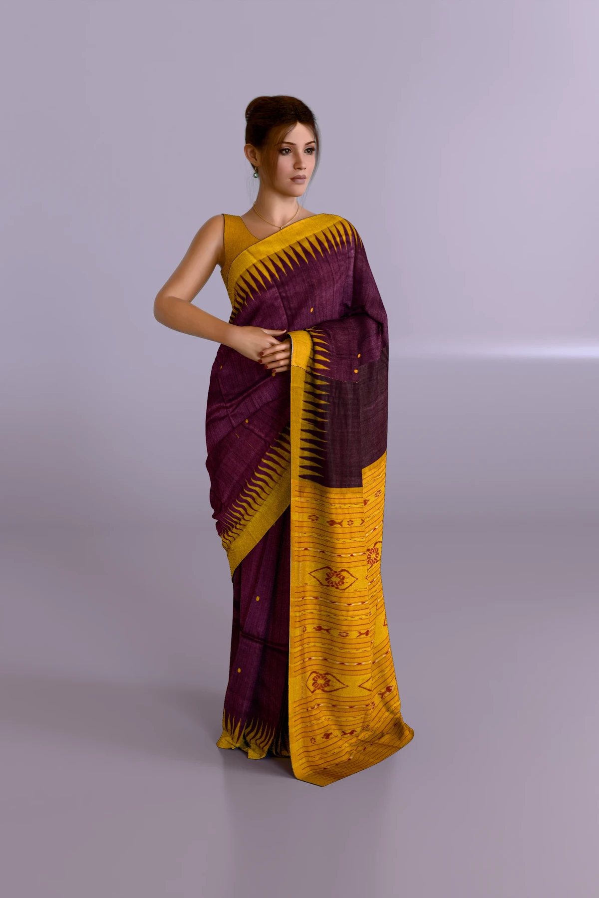 Dark Purple Gopalpur Tussar Silk Saree