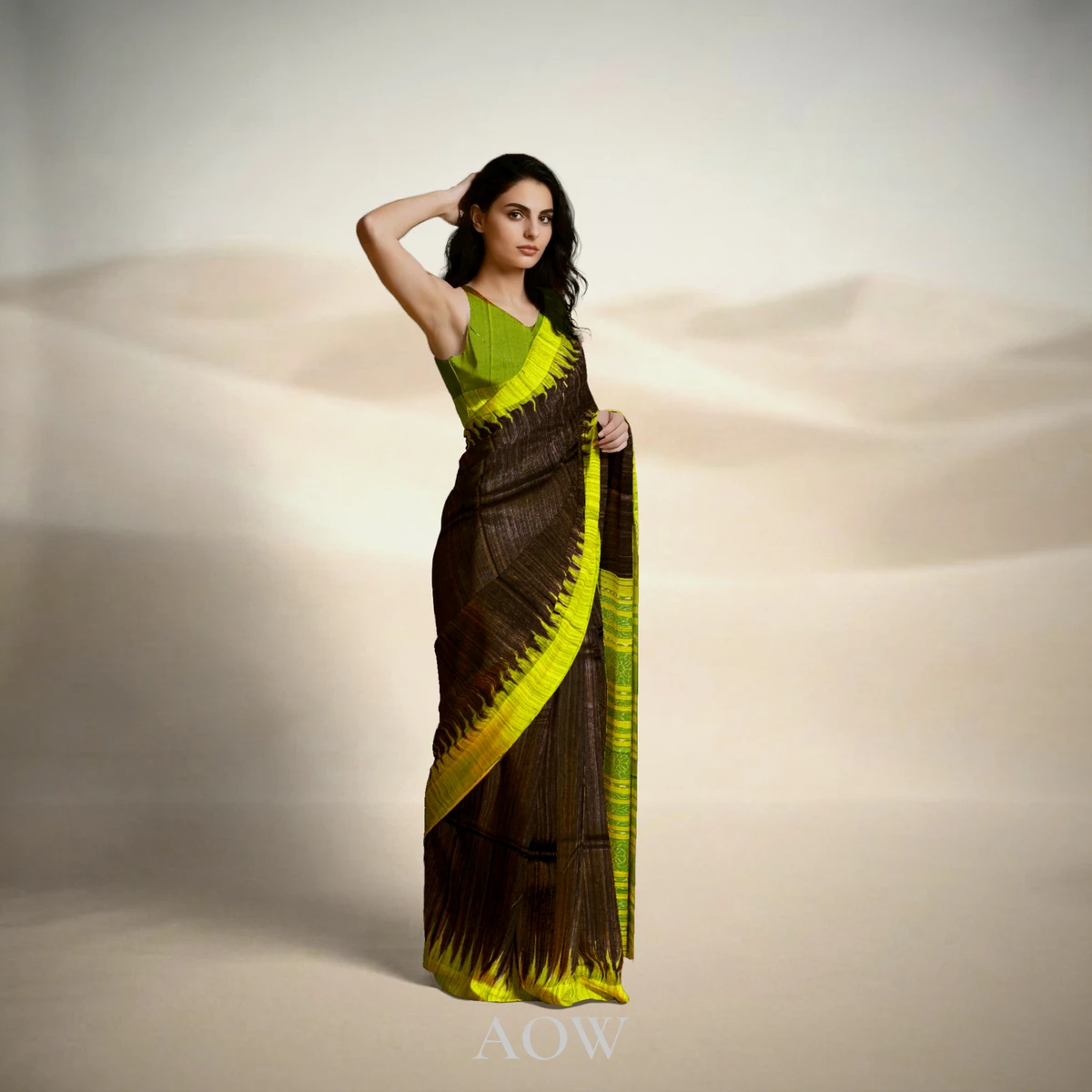 Black Green Gopalpur Tussar Silk Saree