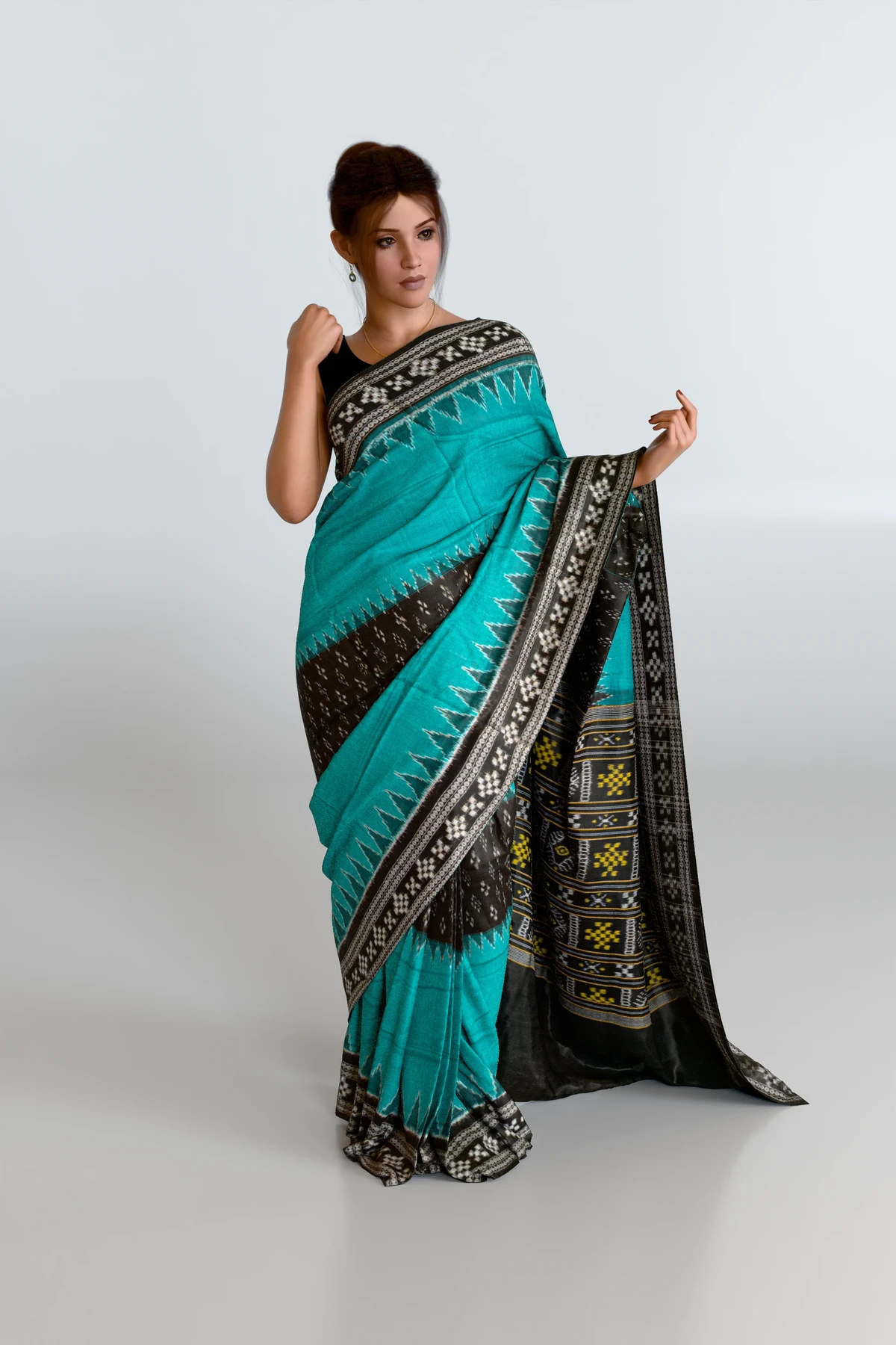 Blue Sambalpuri Cotton Saree