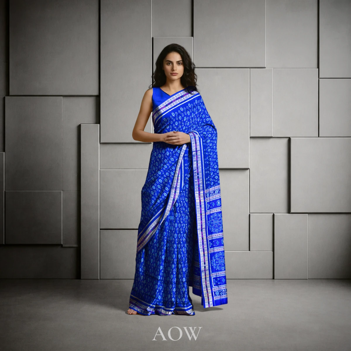 Blue Tulip Ikat Sambalpuri Pure Pata Saree