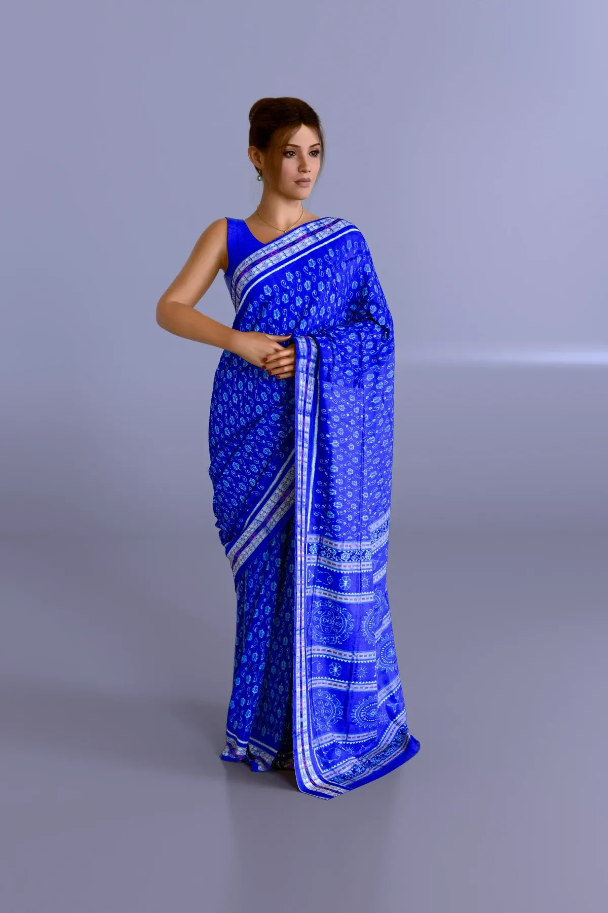 Blue Tulip Ikat Sambalpuri Pure Pata Saree