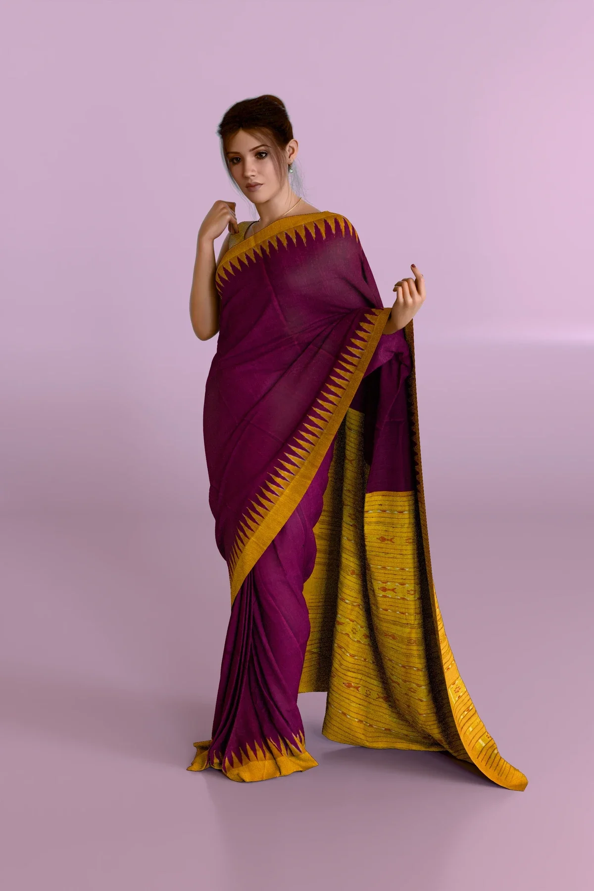 Deep Maroon Eri Silk Saree