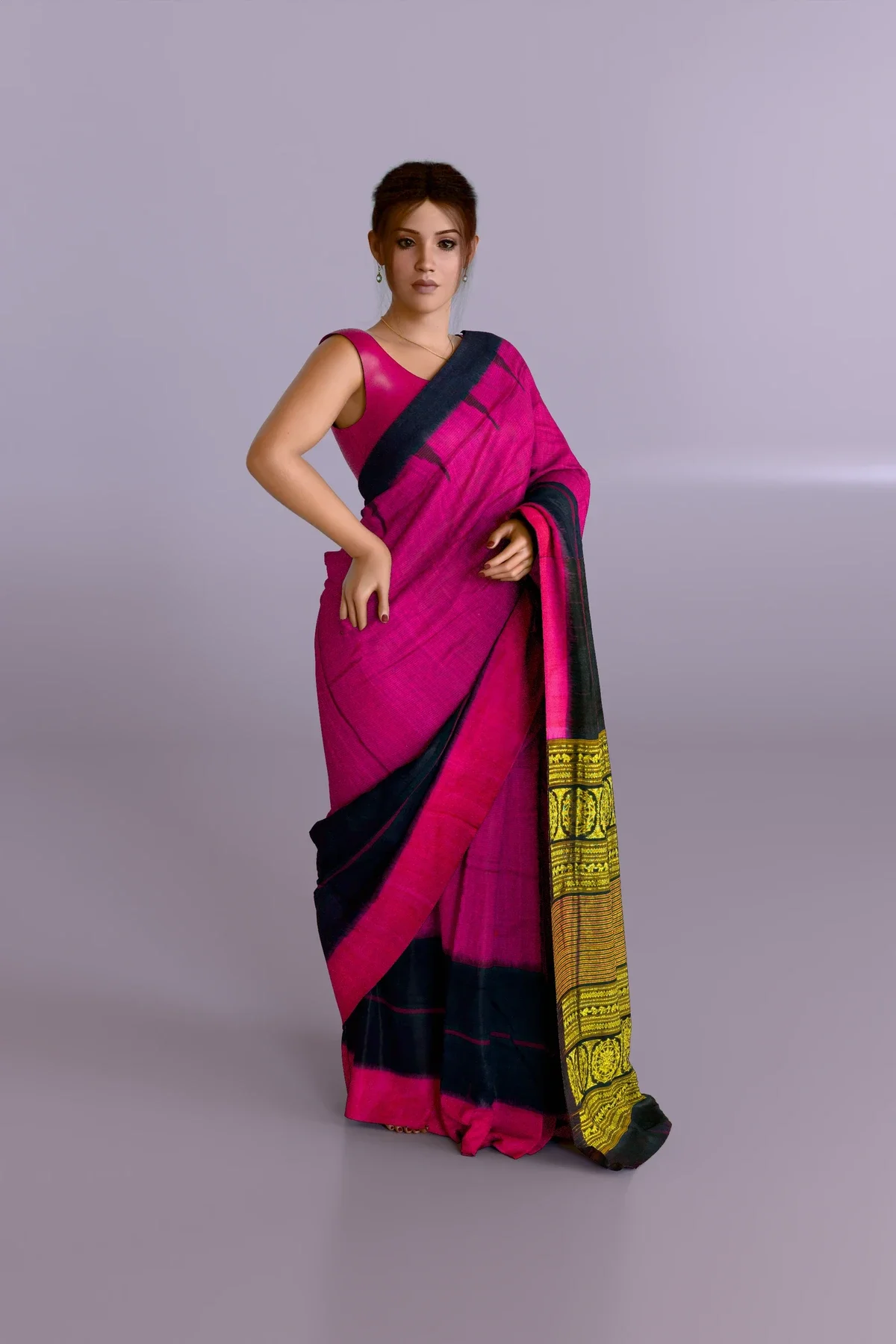 Maroon Sambalpuri Cotton Saree with Cotton Tissue Anchal