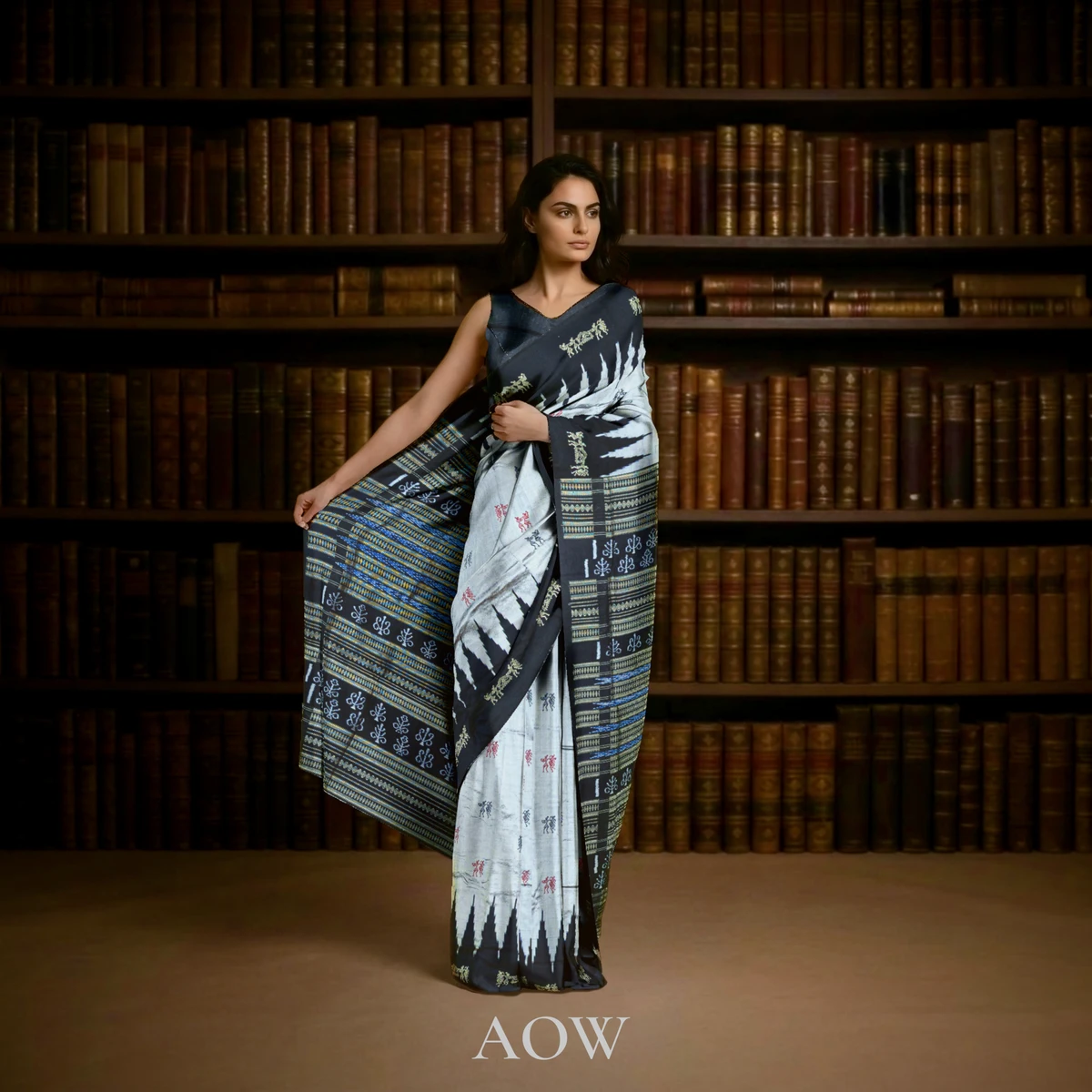 Gray Sabari Bomkei Sambalpuri Pure Pata Saree